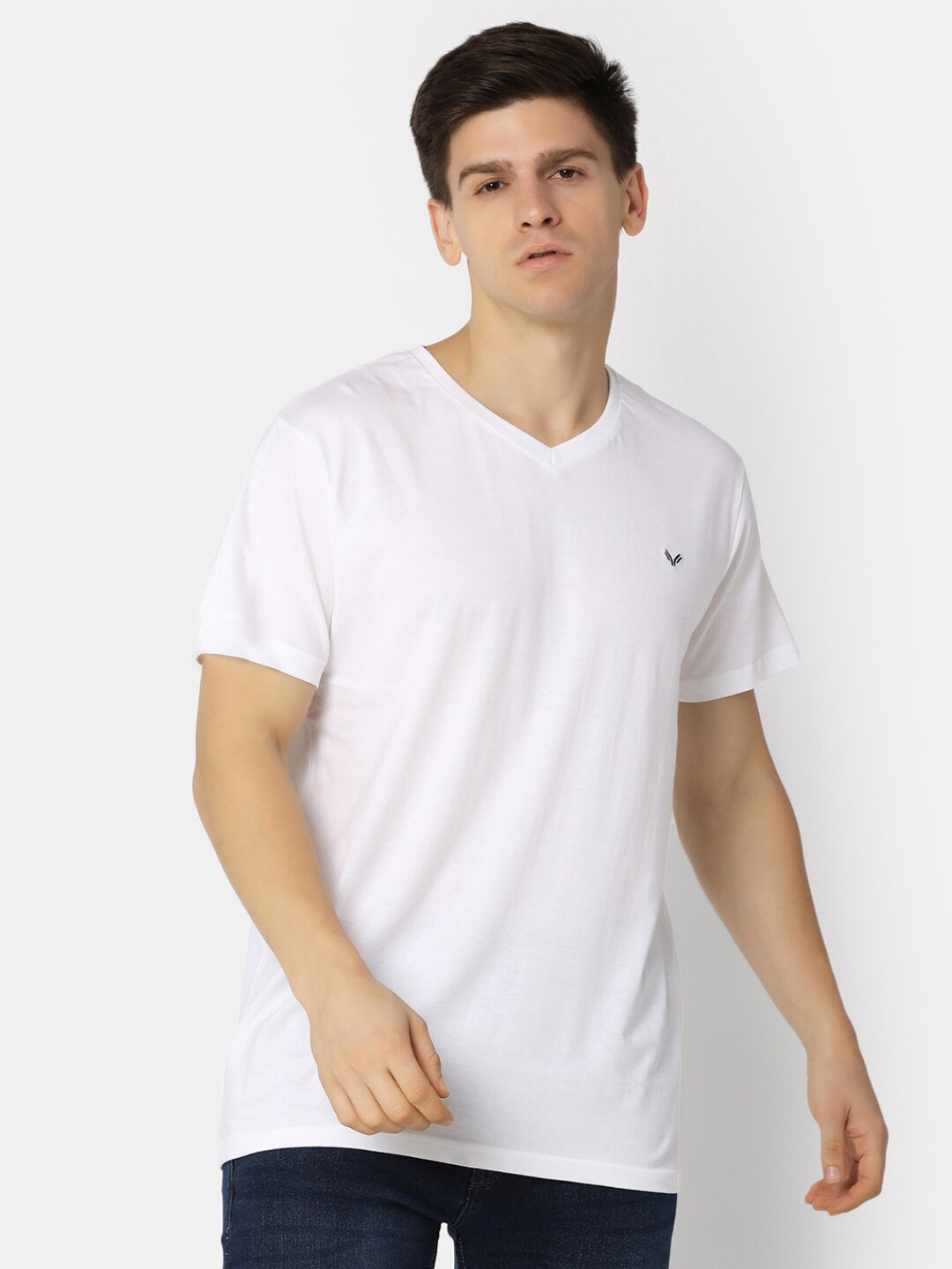 

V-Mart Cotton V-Neck Cotton Slim Fit T-shirt, White