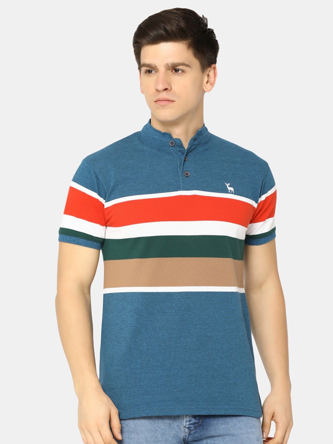 

V-Mart Colourblocked Polo Collar Cotton Regular T-shirt, Green