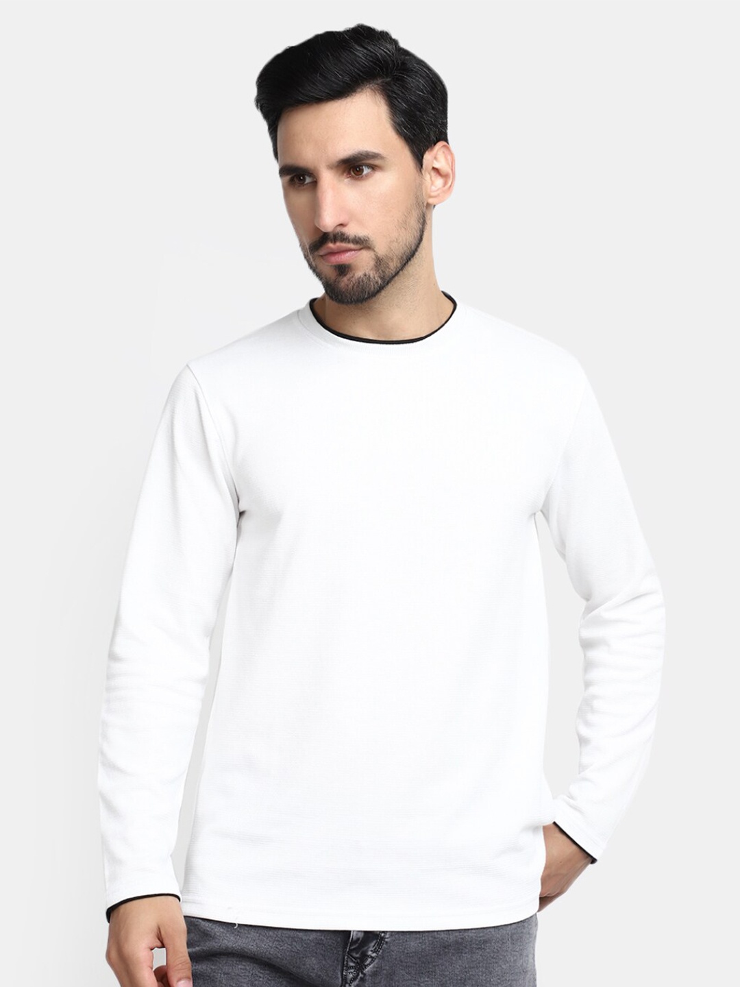 

V-Mart Round Neck Cotton Casual T-shirt, White