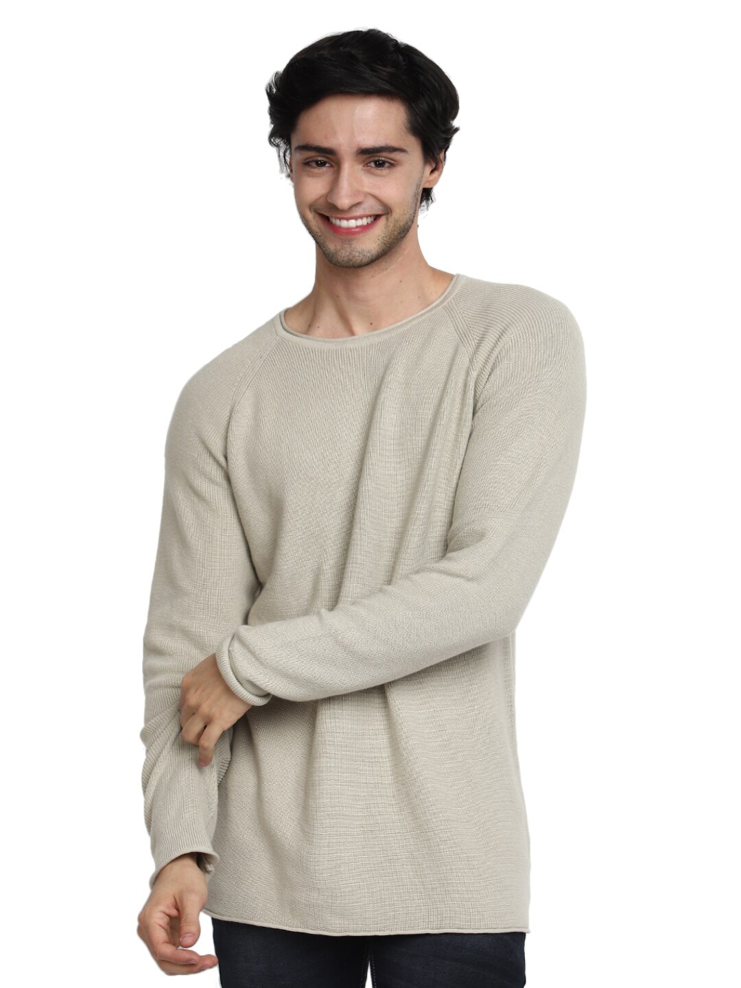 

V-Mart Extended Sleeves Cotton Casual T-shirt, Beige