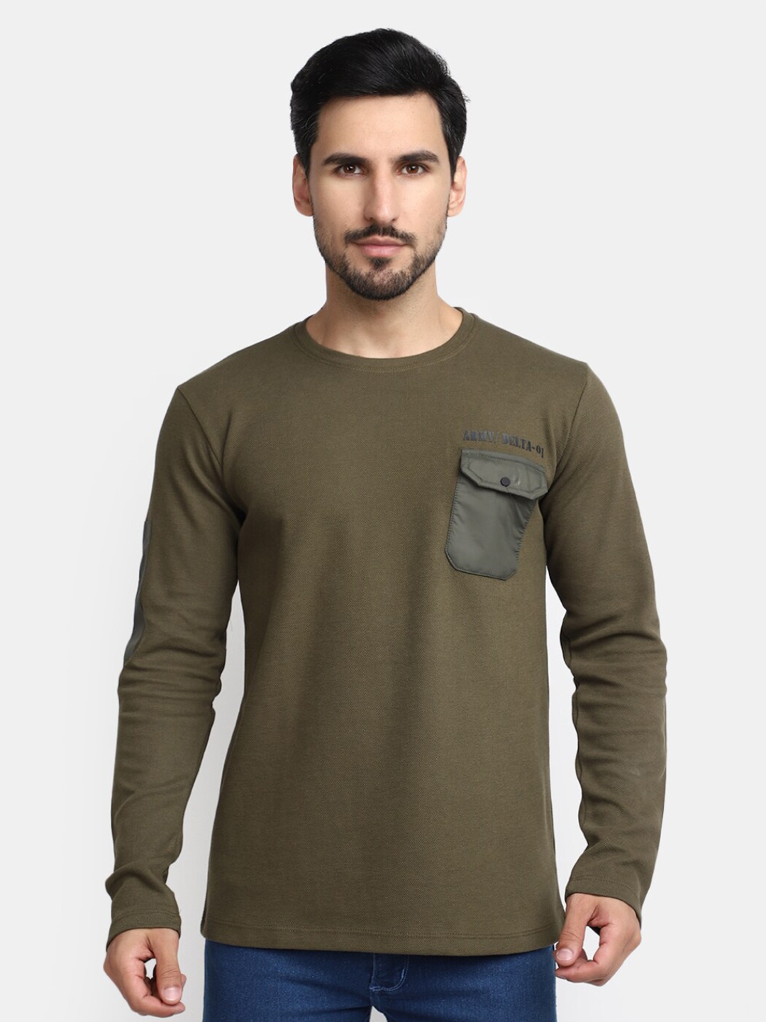

V-Mart Round Neck Cotton T-shirt, Green