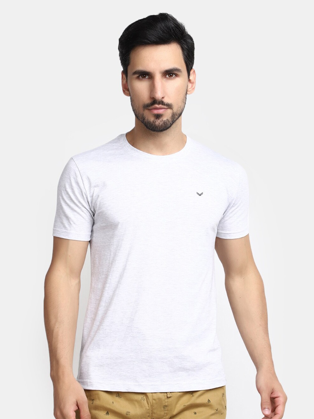 

V-Mart Round Neck Slim Fit Cotton Casual T-shirt, Grey