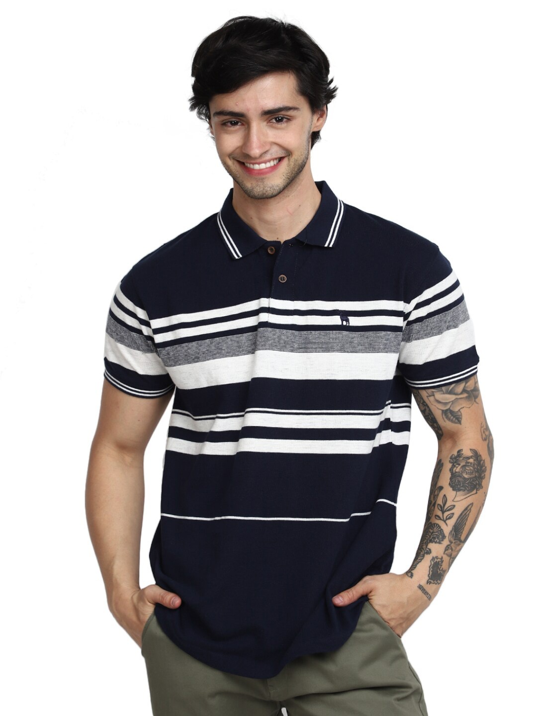 

V-Mart Striped Polo Collar T-shirt, Blue