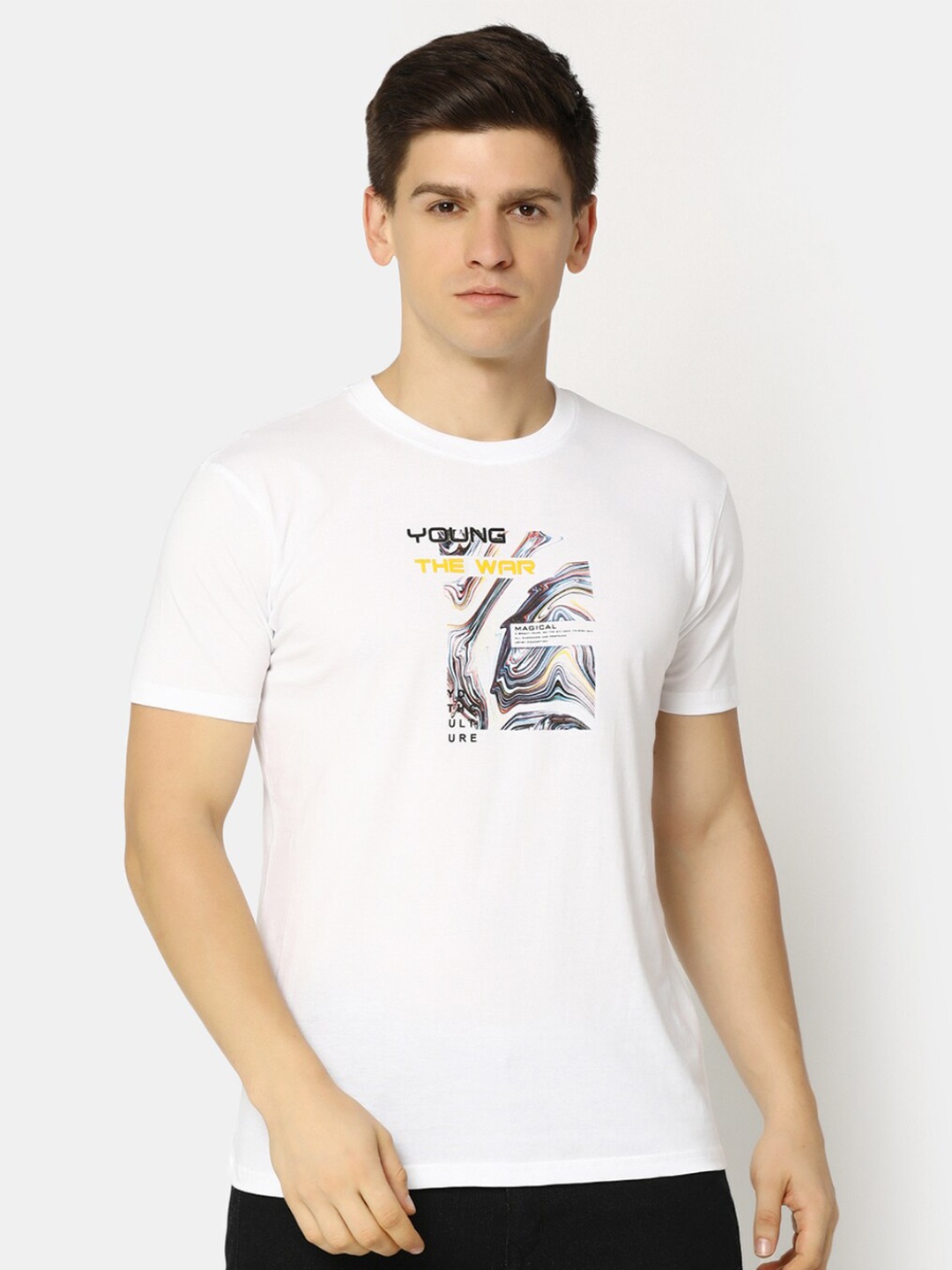

V-Mart Typography Printed Cotton T-shirt, White