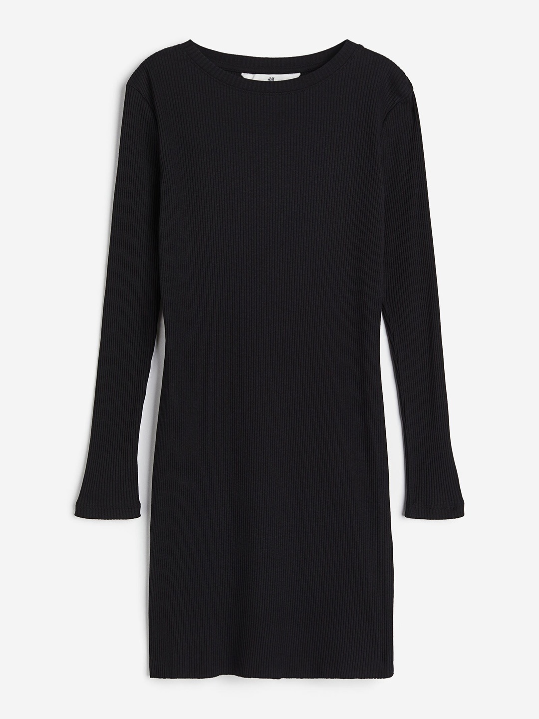 

H&M Girls Ribbed Cotton Dress, Black