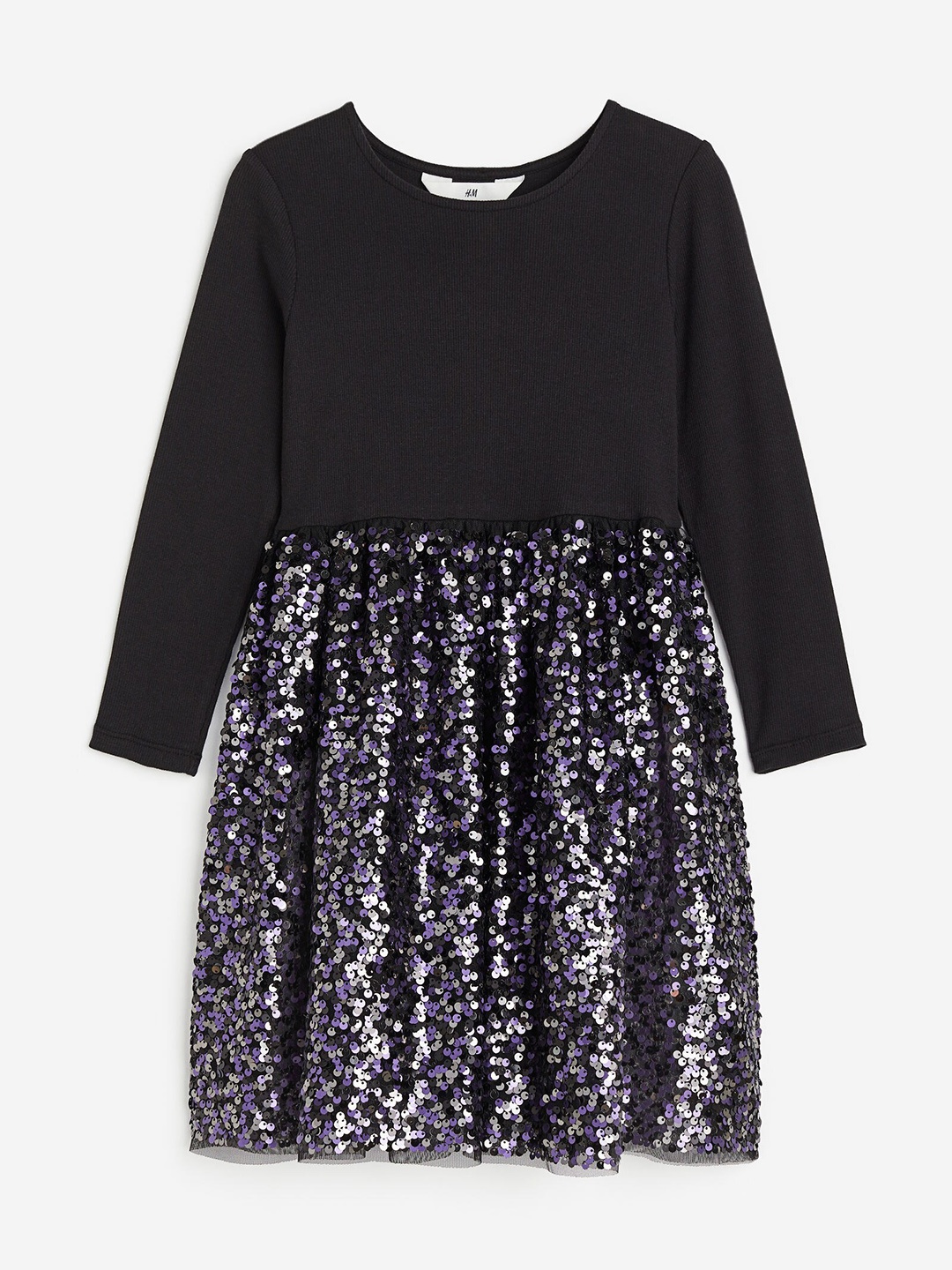 

H&M Girls Sequined Jersey Dress, Black