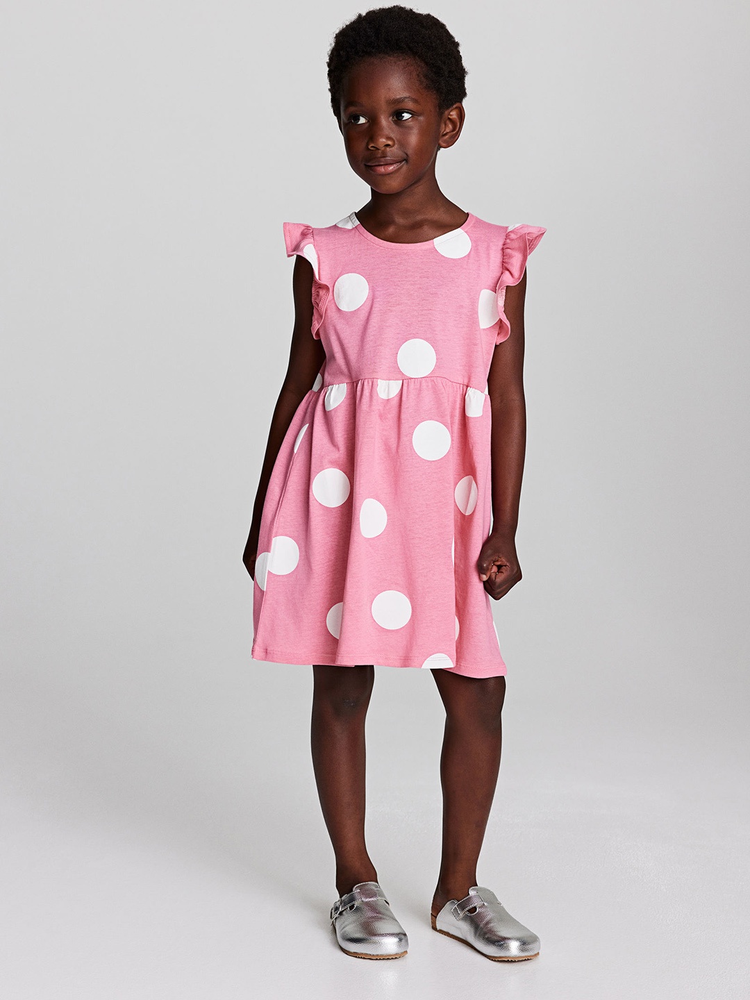 

H&M Girls Pure Cotton Patterned Dress, Pink