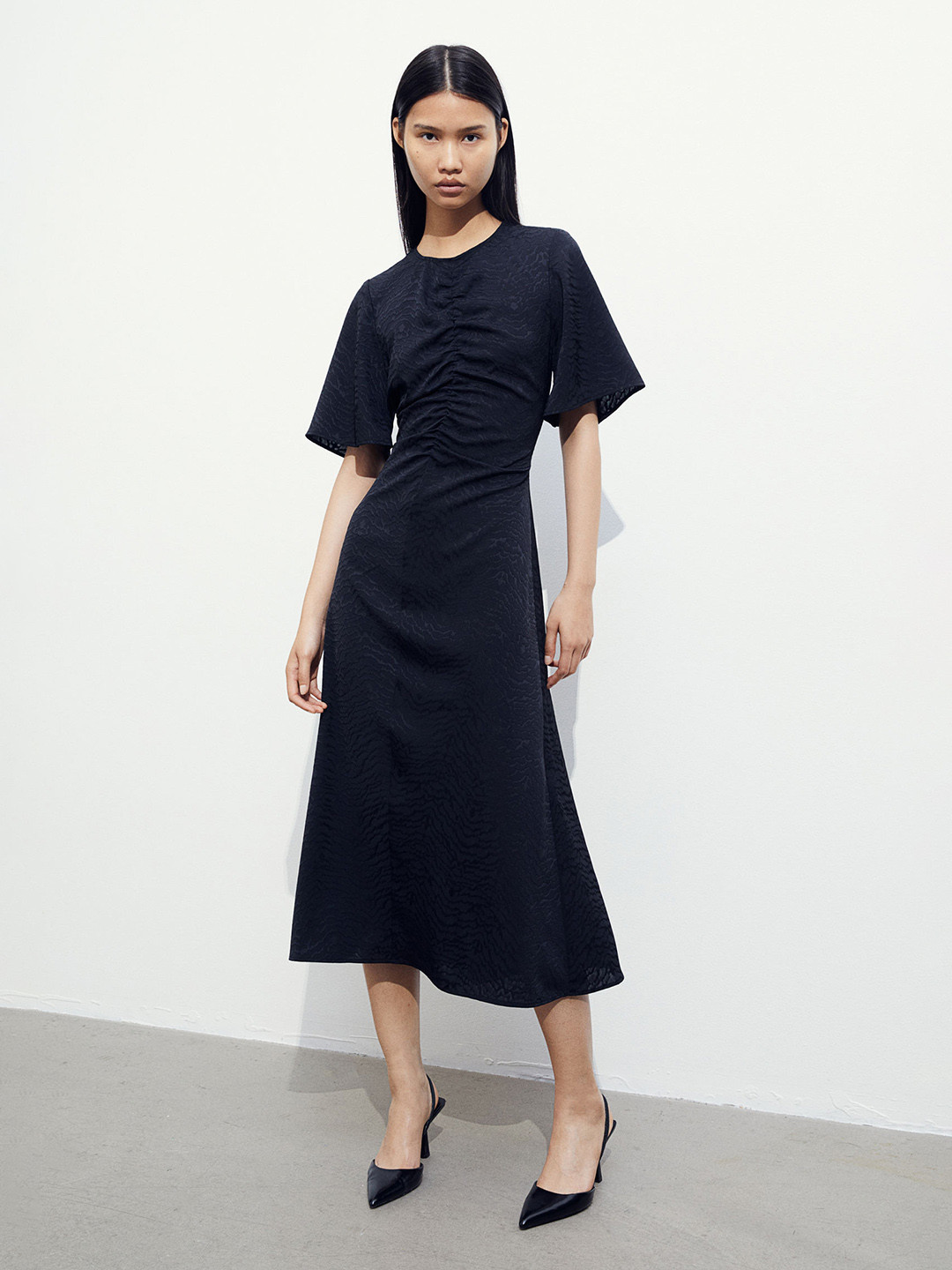 

H&M Gathered Detail Dress, Black