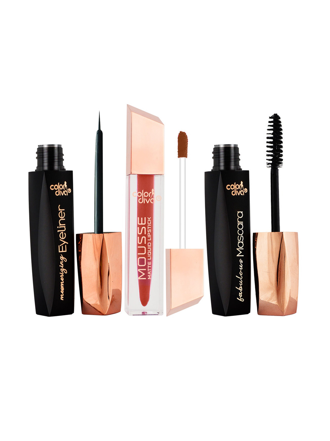 

Adbeni Pack Of 3 Matte Liquid Lipstick With Eyeliner & Mascara - Virgin 108 -5.5ml, Pink