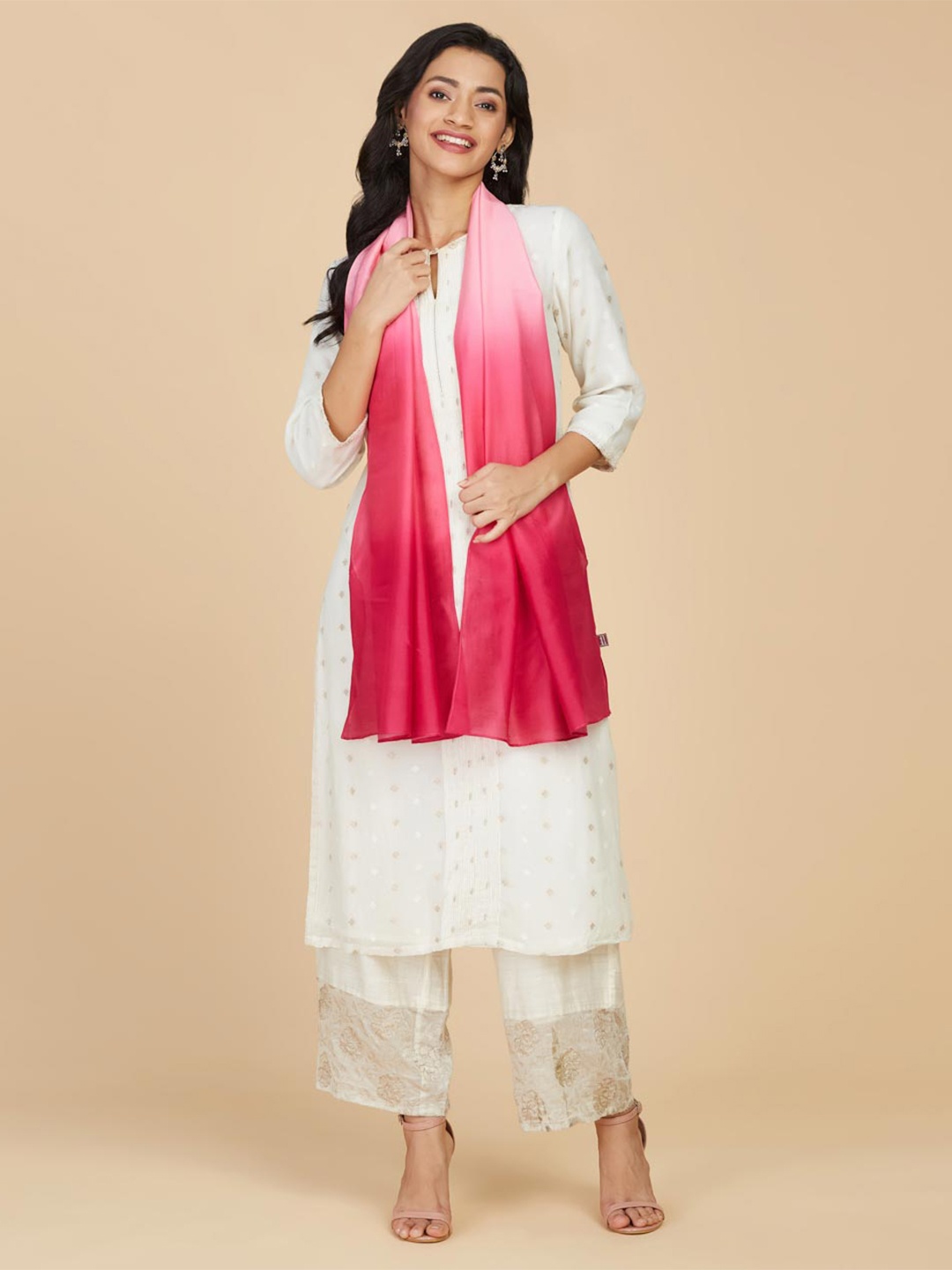 

Fabindia Ombre Dyed Cotton Silk Stole, Pink