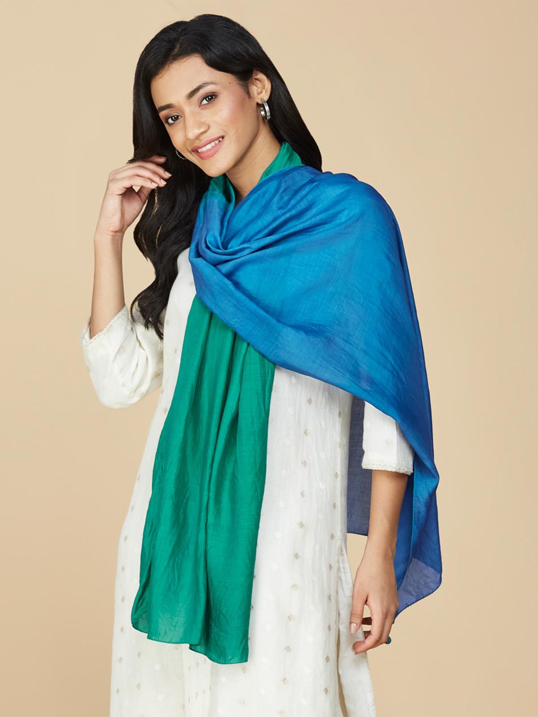 

Fabindia Ombre Dyed Stole, Teal