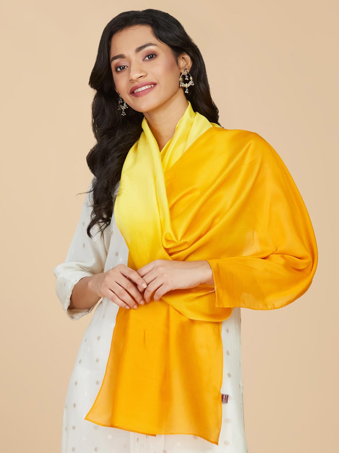 

Fabindia Ombre Dyed Cotton Silk Stole, Mustard