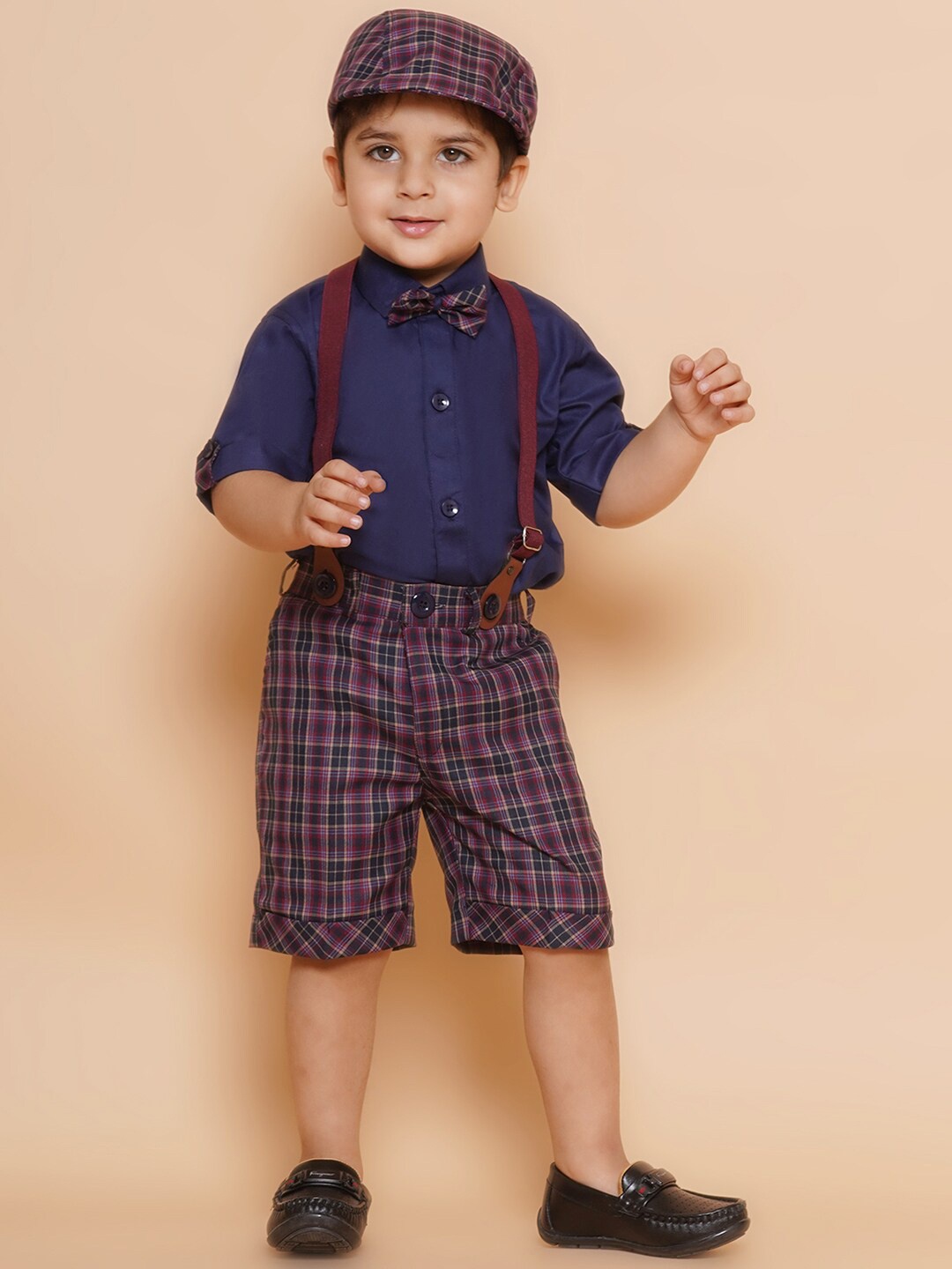 

Aj DEZInES Boys Pure Cotton Shirt with Shorts, Blue