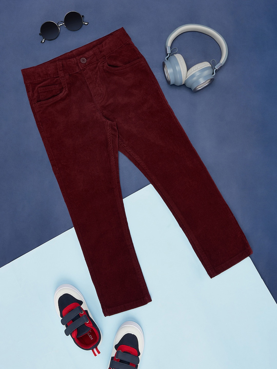 

Pantaloons Junior Boys Mid Rise Cotton Trousers, Burgundy