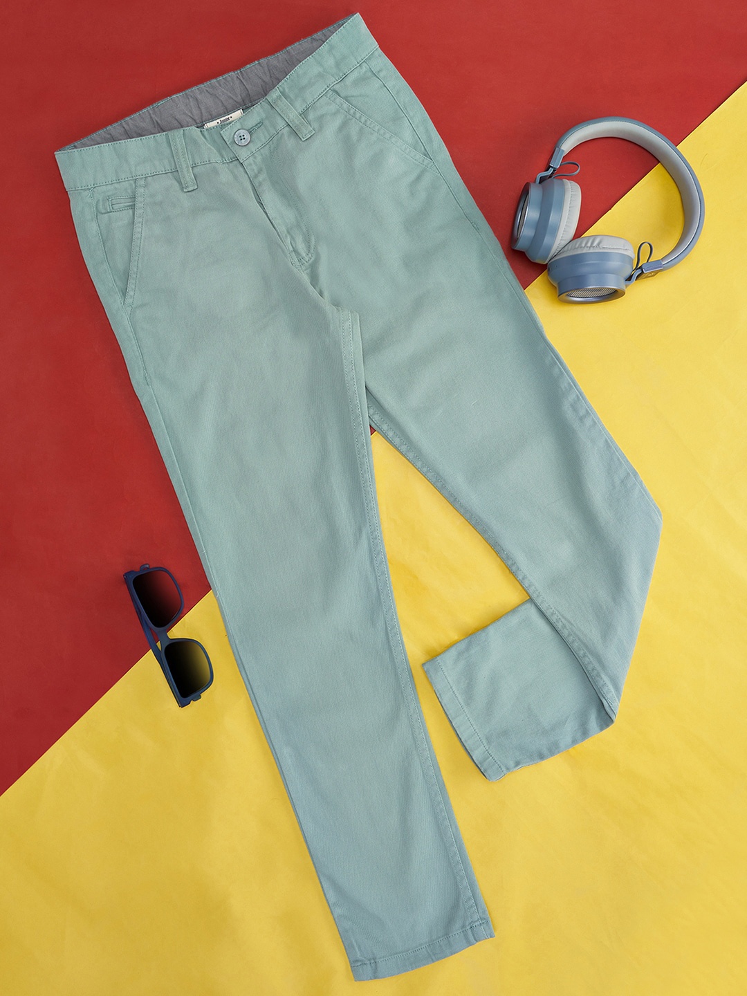 

Pantaloons Junior Boys Mid Rise Cotton Trousers, Green
