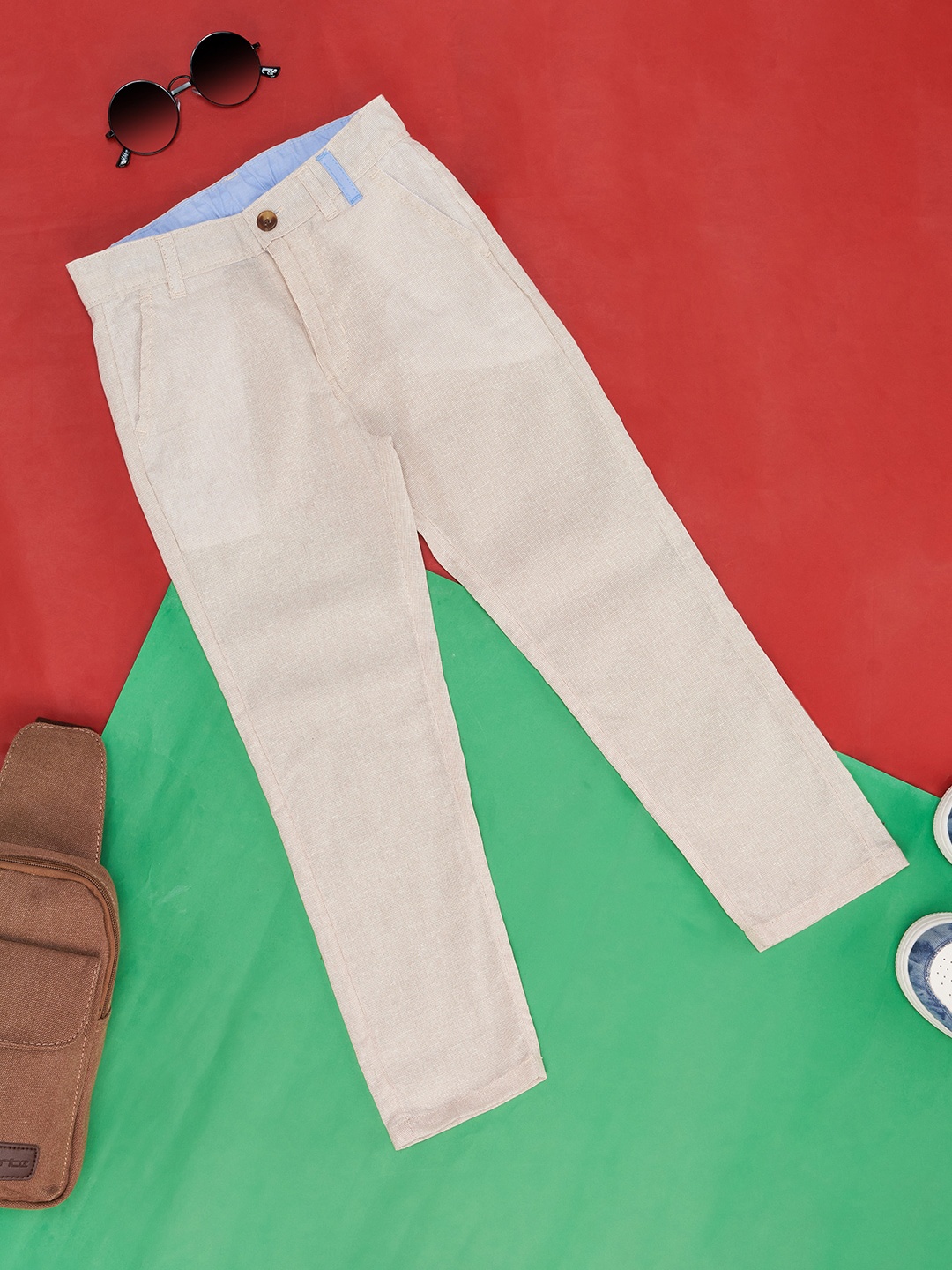 

Pantaloons Junior Boys Mid Rise Cotton Trousers, Cream
