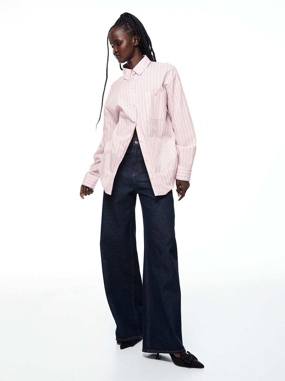 

H&M Oversized Poplin Shirt, Pink
