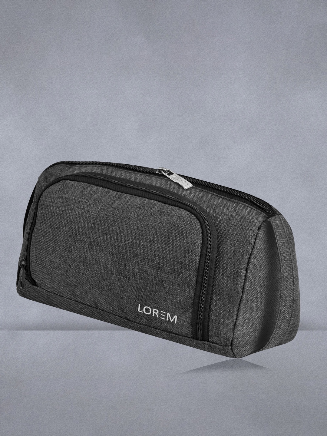 

LOREM Grey Water Resistant Fabric Large Stationary & Small Makeup Pouch-Organizer