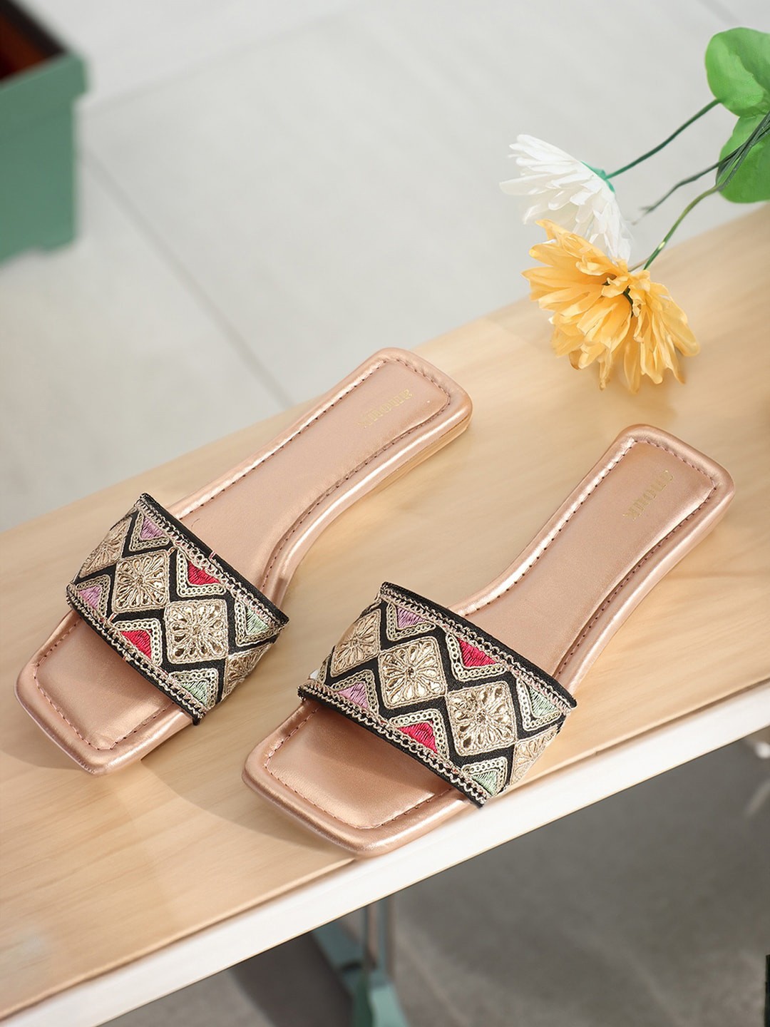 

Anouk Embellished Ethnic Open Toe Flats, Pink