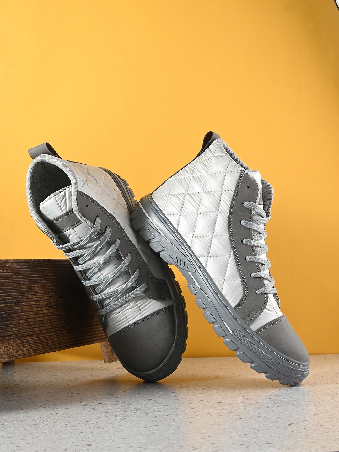 

BUCIK Men Colourblocked Mid Top Moisture Wicking Lightweight Sneakers, Grey