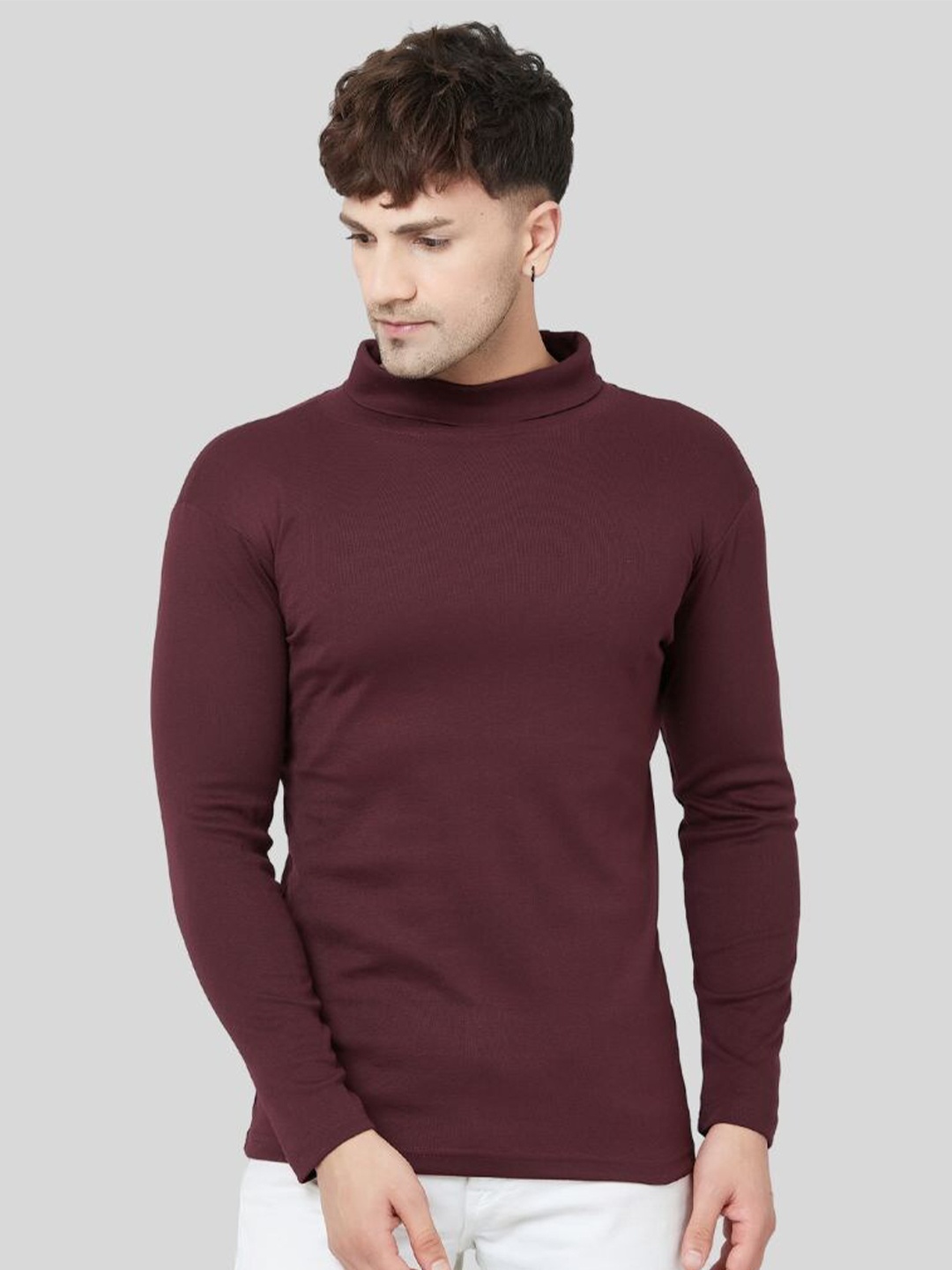 

Ben Martin High Neck Long Sleeves Slim Fit T-shirt, Burgundy