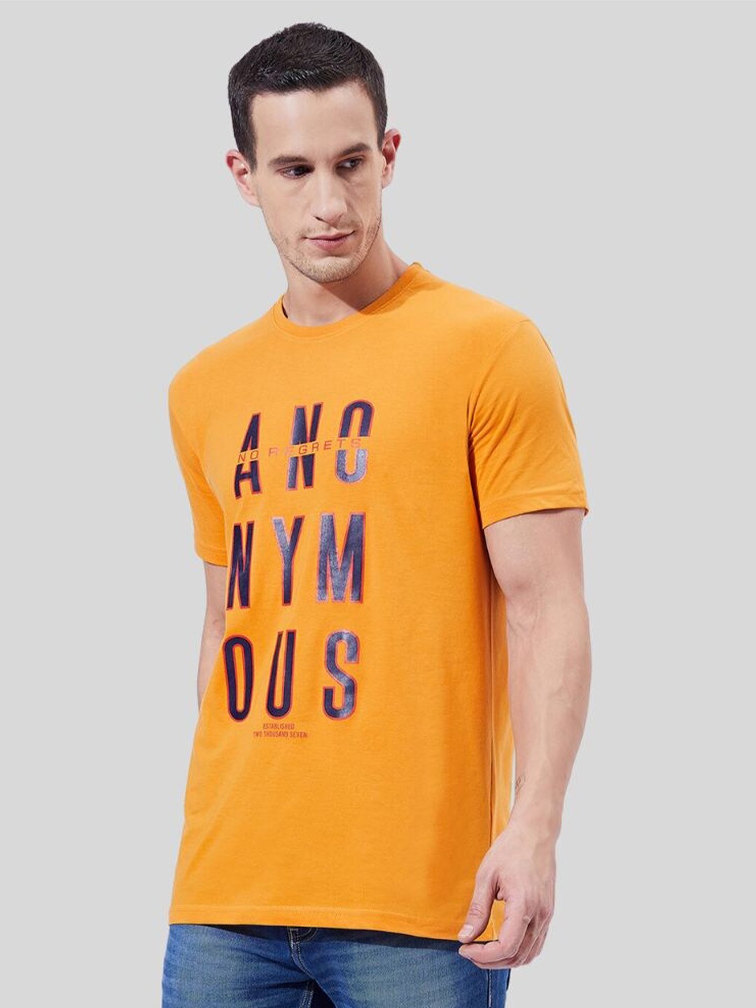 

Ben Martin Typography Printed Slim Fit T-shirt, Mustard