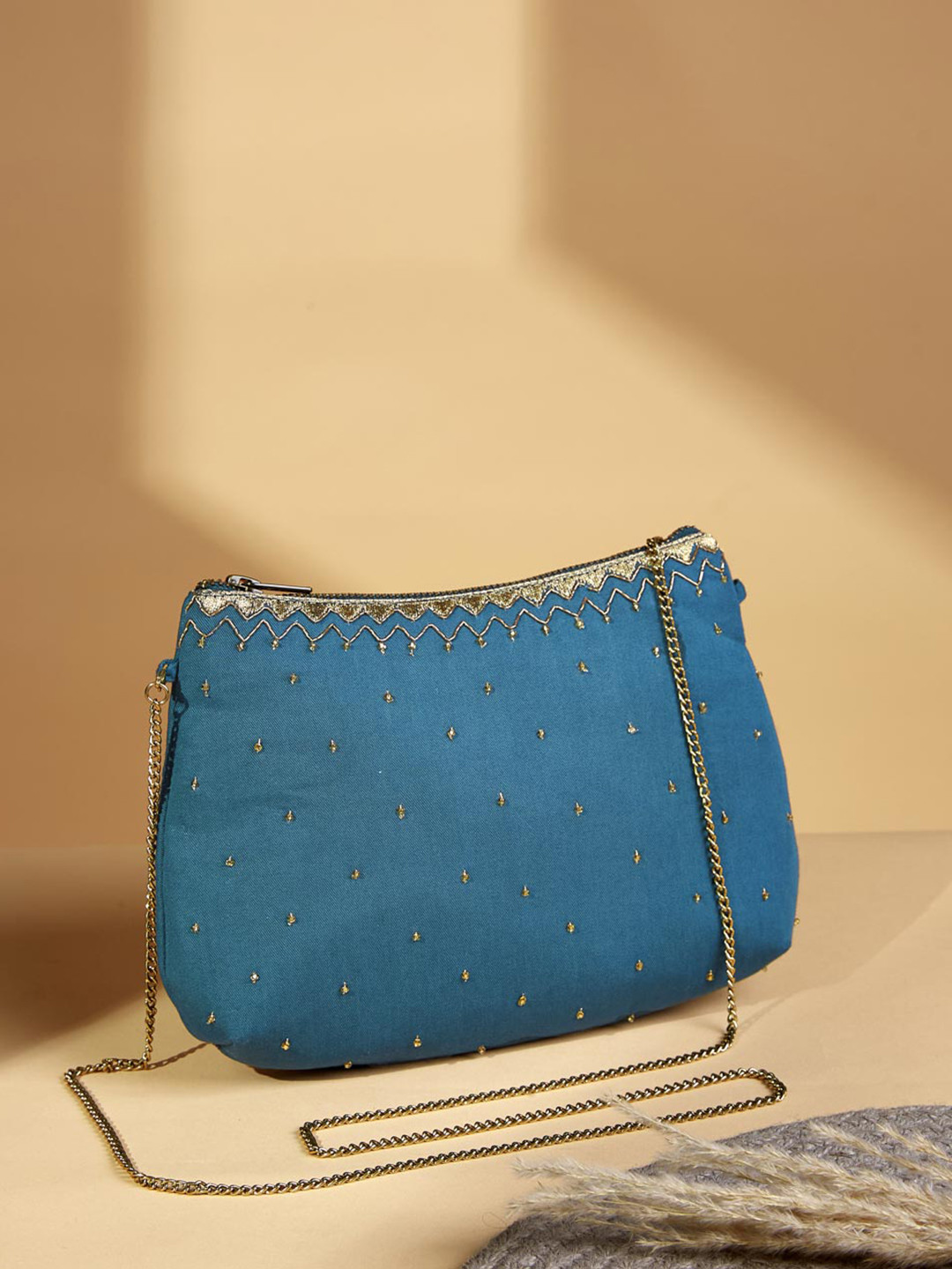 

Fabindia Embroidered Purse Clutch, Blue