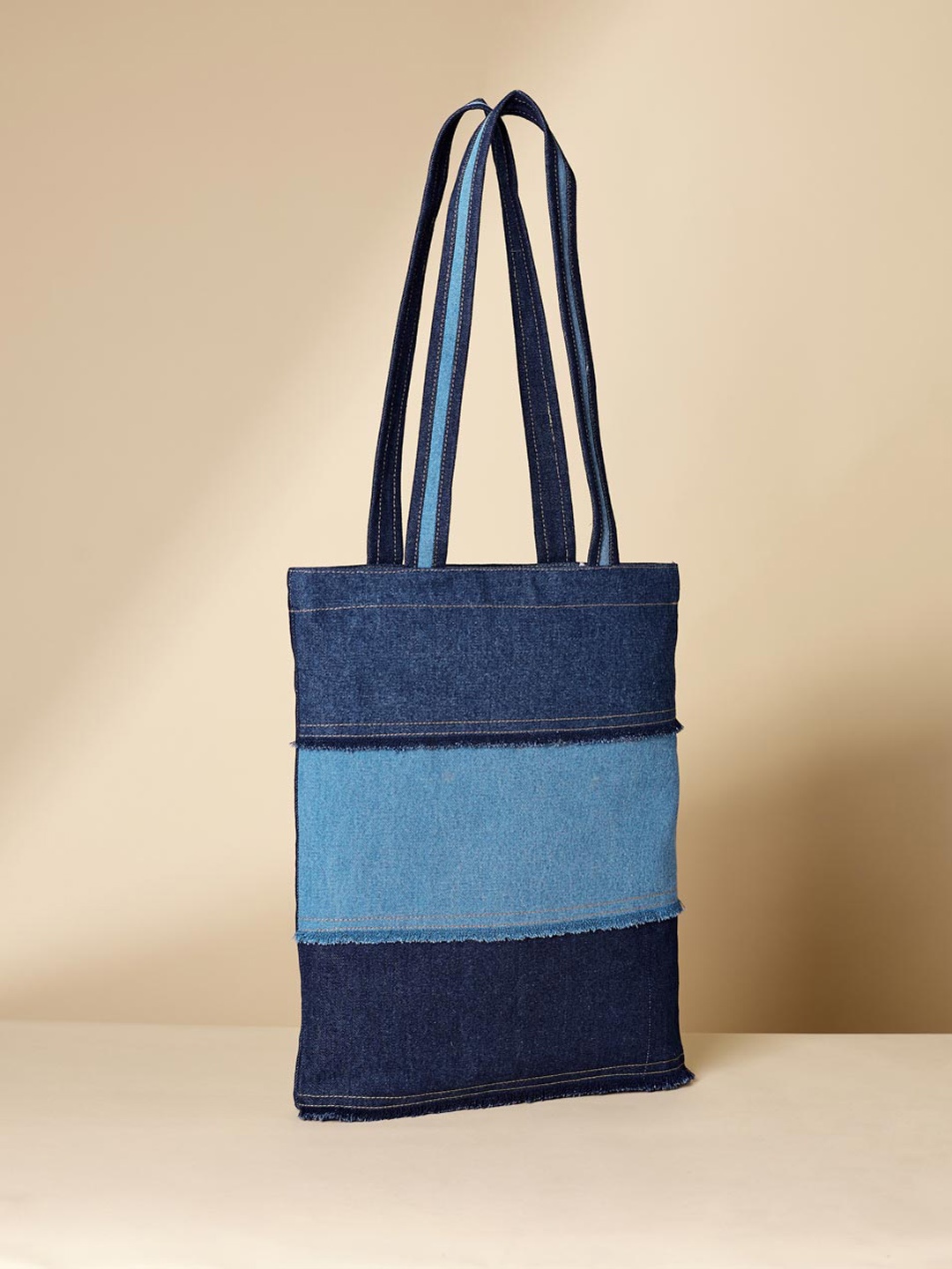 

Fabindia Colourblocked Structured Shoulder Bag, Blue