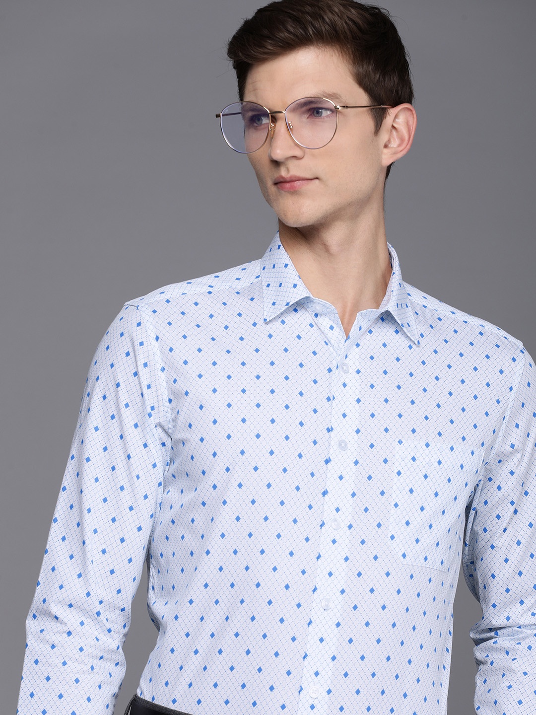 

Louis Philippe Slim Fit Pure Cotton Checked Formal Shirt, White