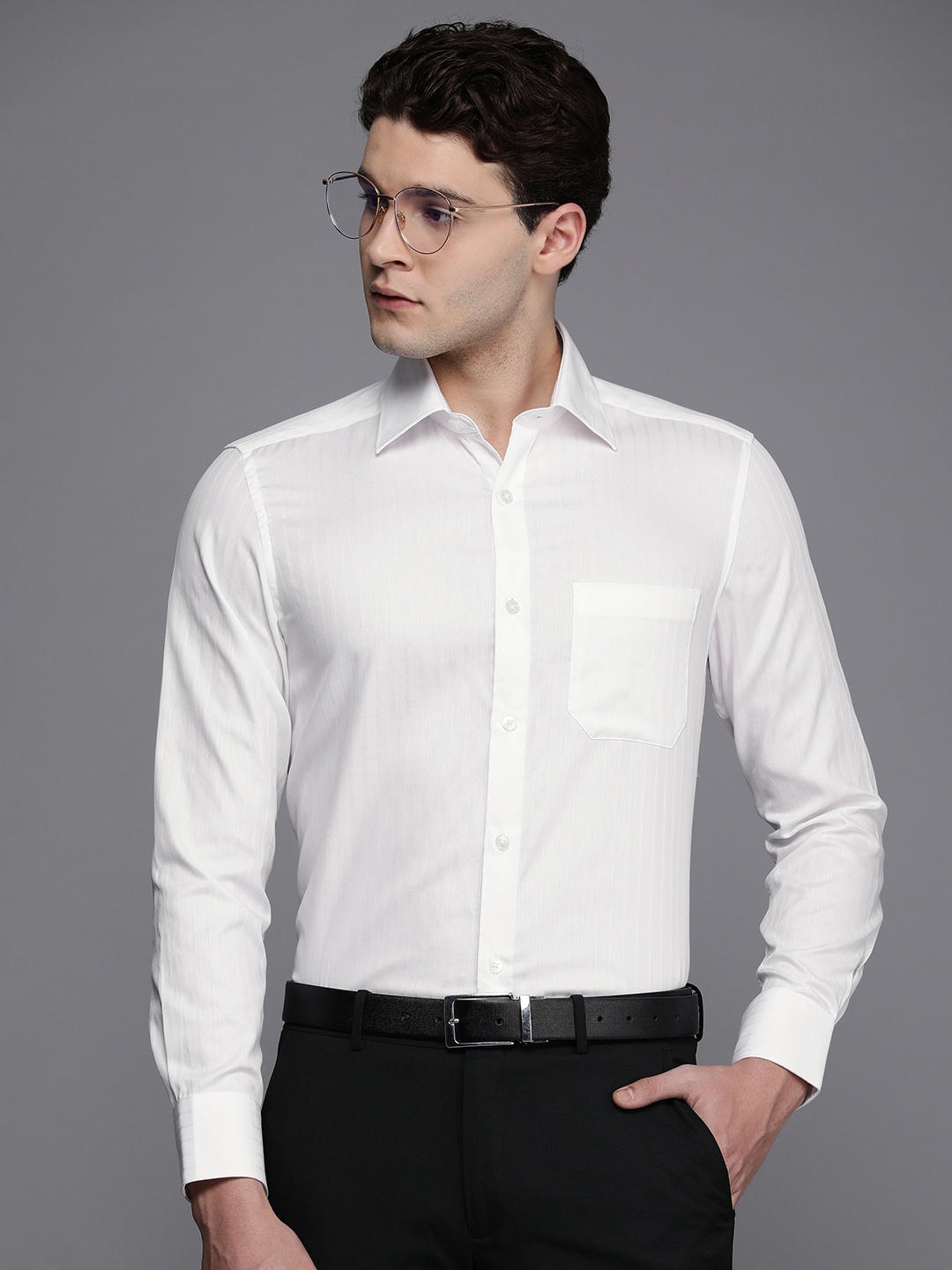 

Louis Philippe Classic Fit Pure Cotton Formal Shirt, White