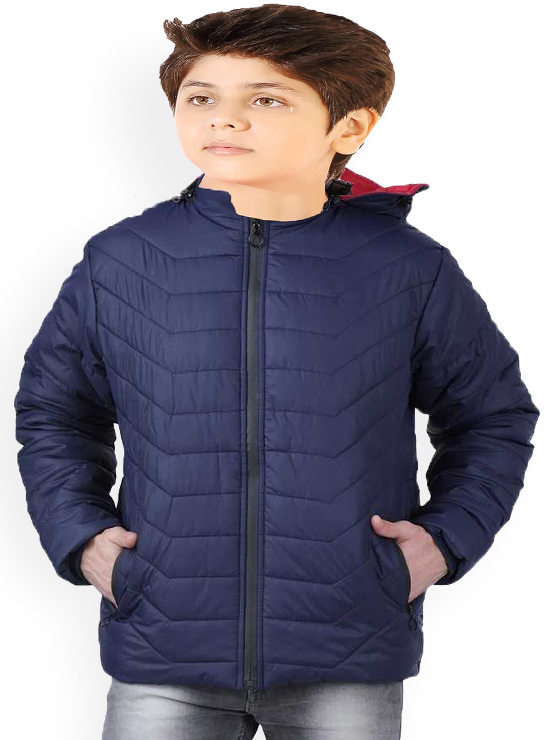 

BAESD Boys Hooded Quilted Jacket, Navy blue