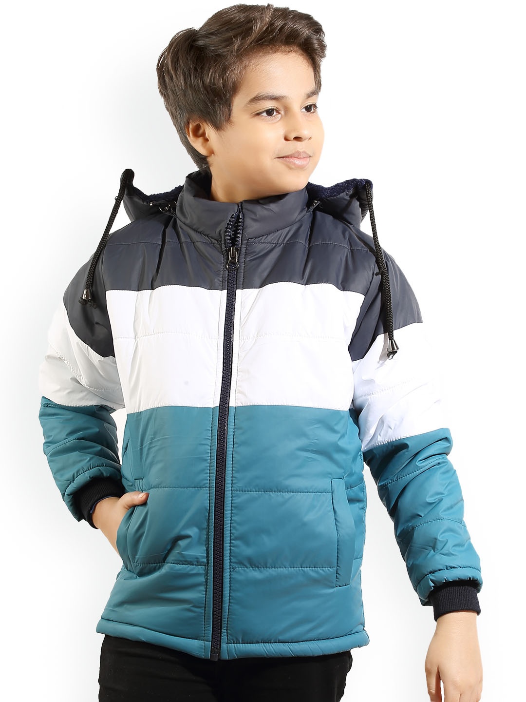 

BAESD Boys Colourblocked Hooded Padded Jacket, Black