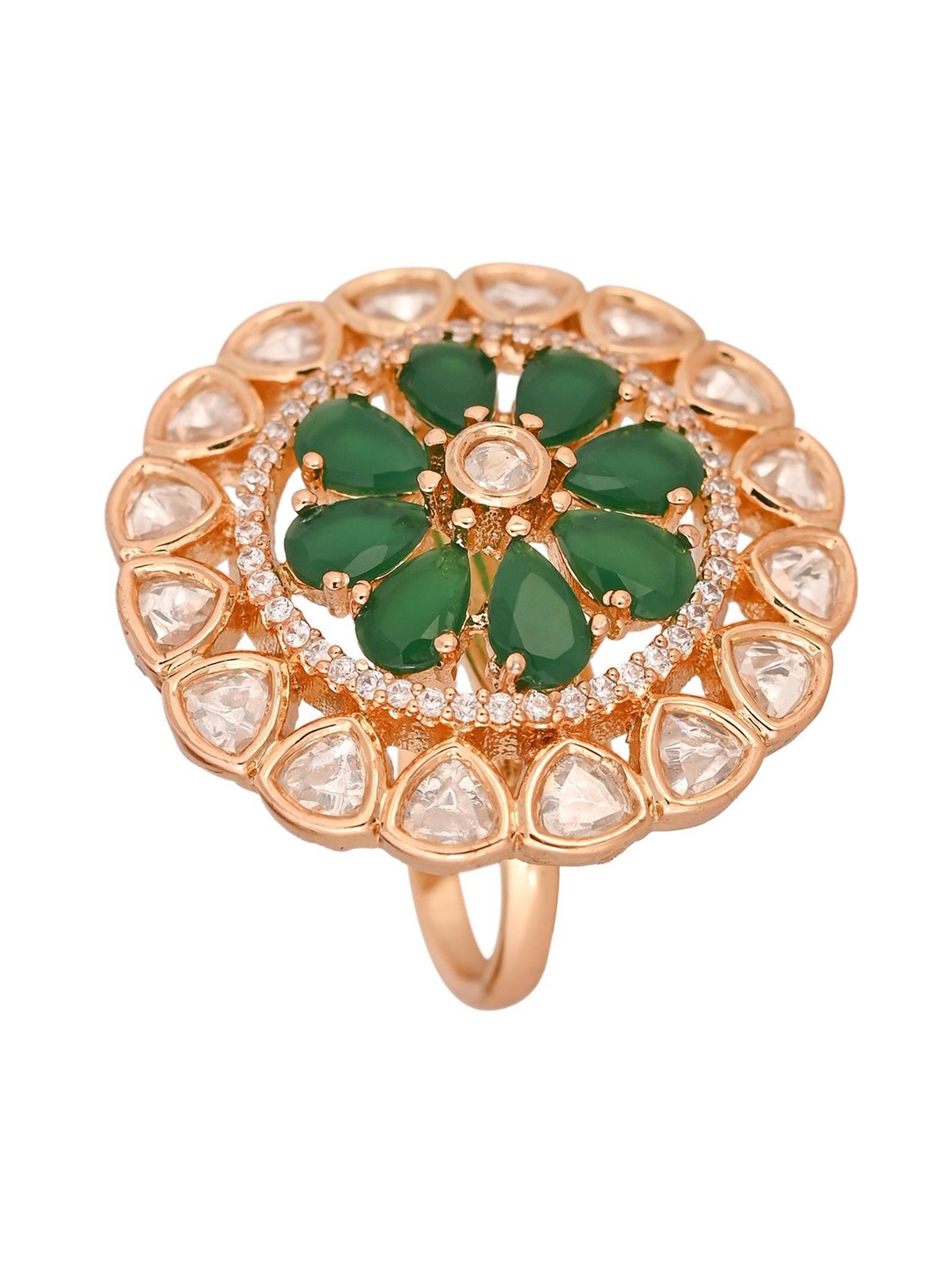 

RATNAVALI JEWELS Gold-Plated Kundan Studded Finger Ring
