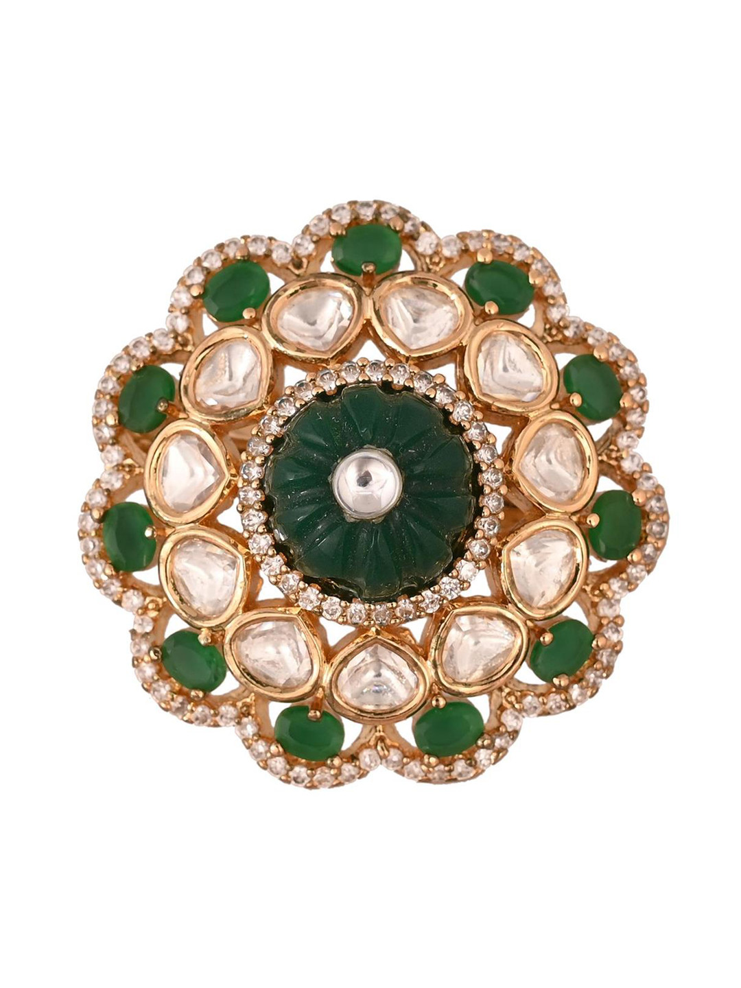

RATNAVALI JEWELS Gold-Plated Kundan Studded Finger Ring