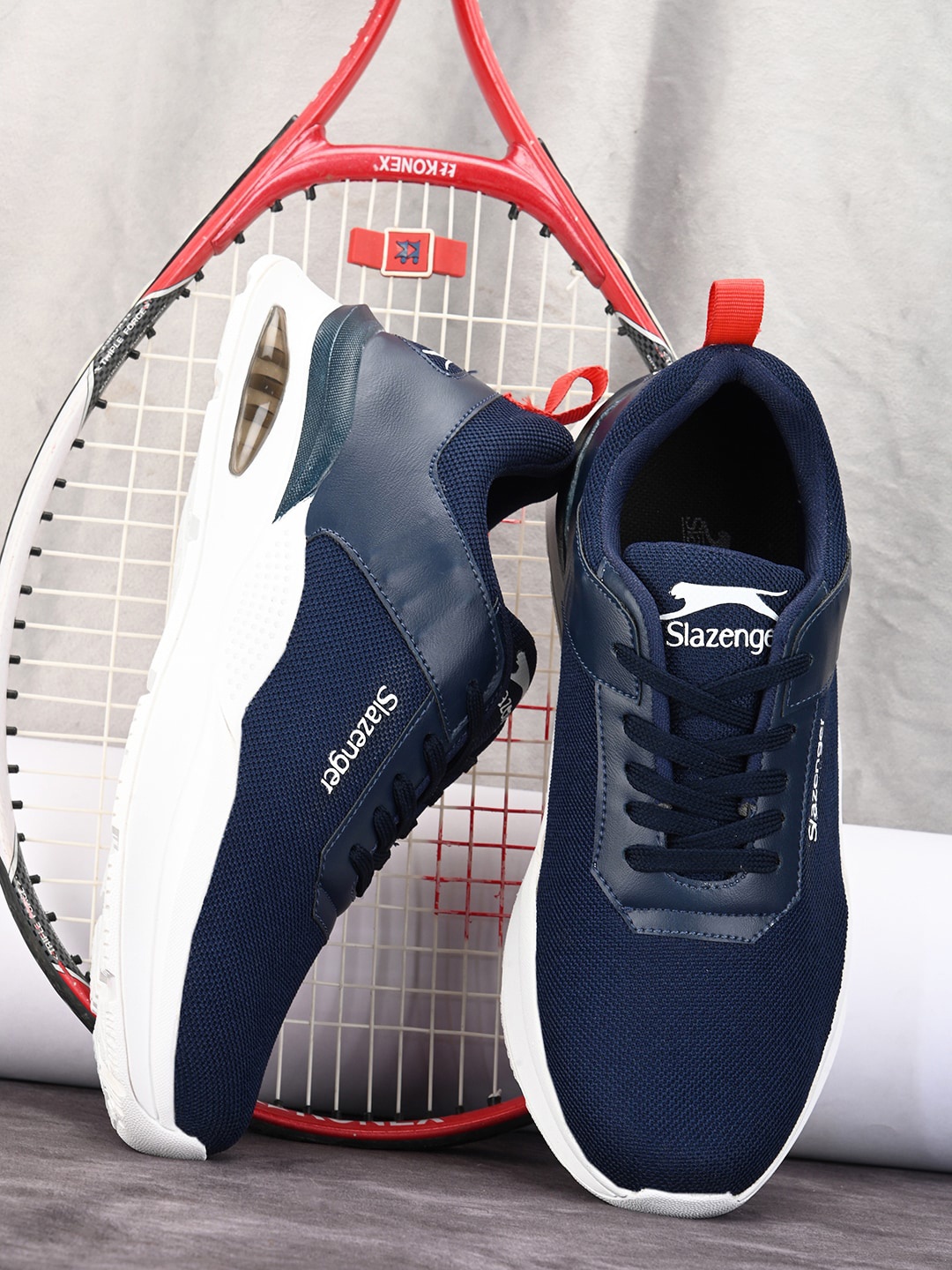 

Slazenger Men Textured Mesh Comfort Insole Sneakers, Navy blue