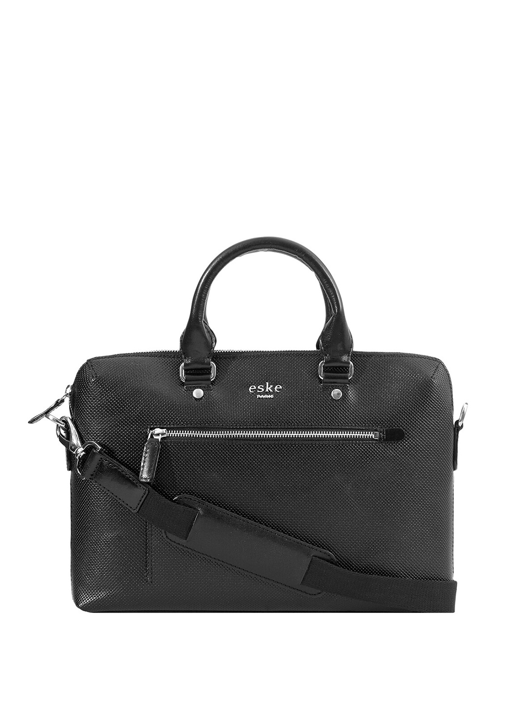 

Eske Men Textured Leather Laptop Bag - Upto 13 Inch, Black