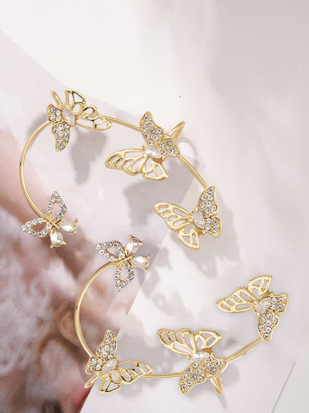 

VAGHBHATT Contemporary Butterfly Ear Cuff Earrings, Gold