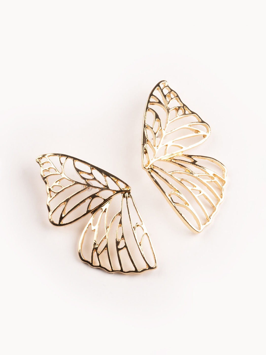 

VAGHBHATT Gold-Plated Butterfly Wing Contemporary Studs Earrings