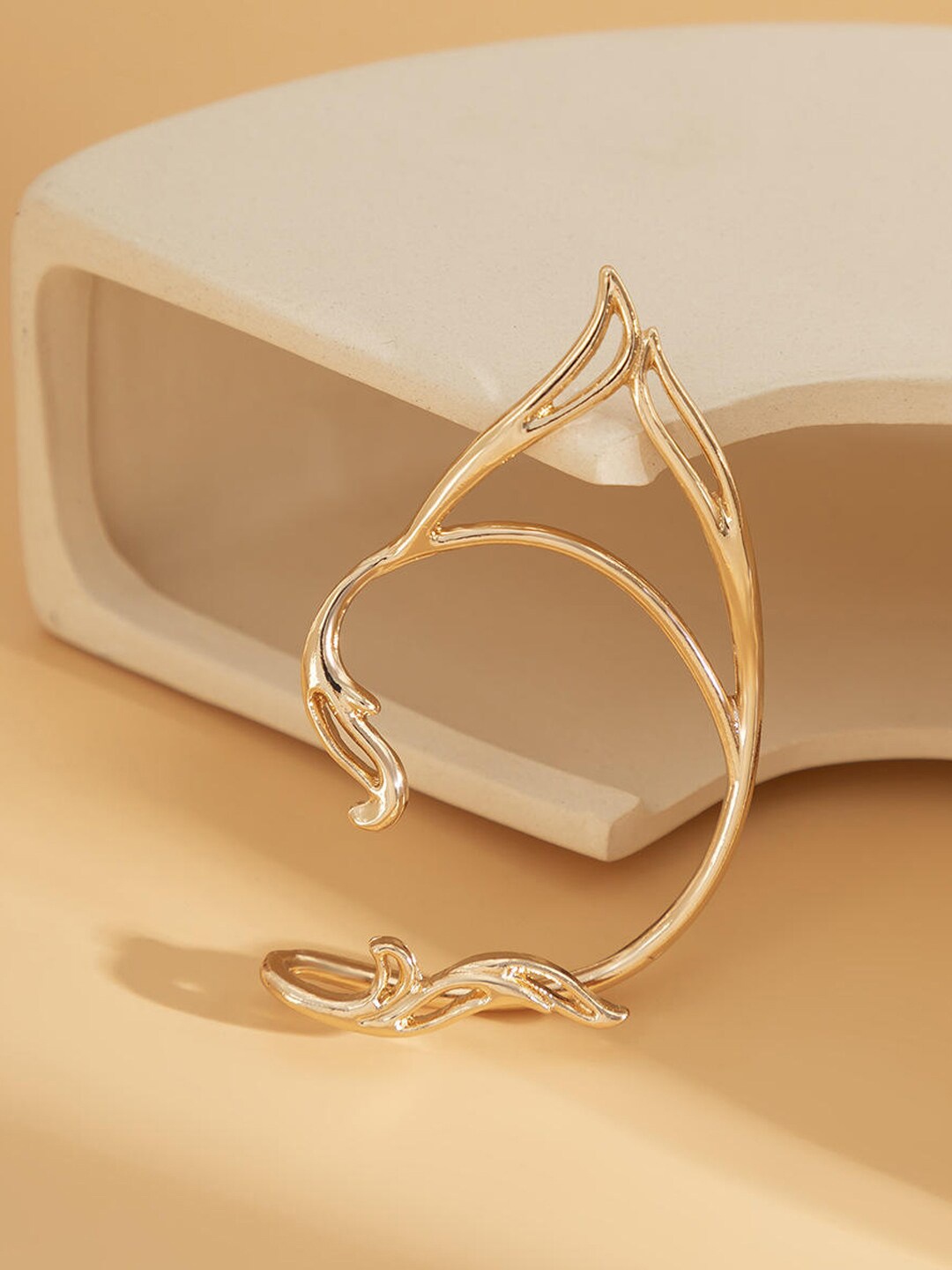 

VAGHBHATT Contemporary Halloween Goth Ear Cuff, Gold