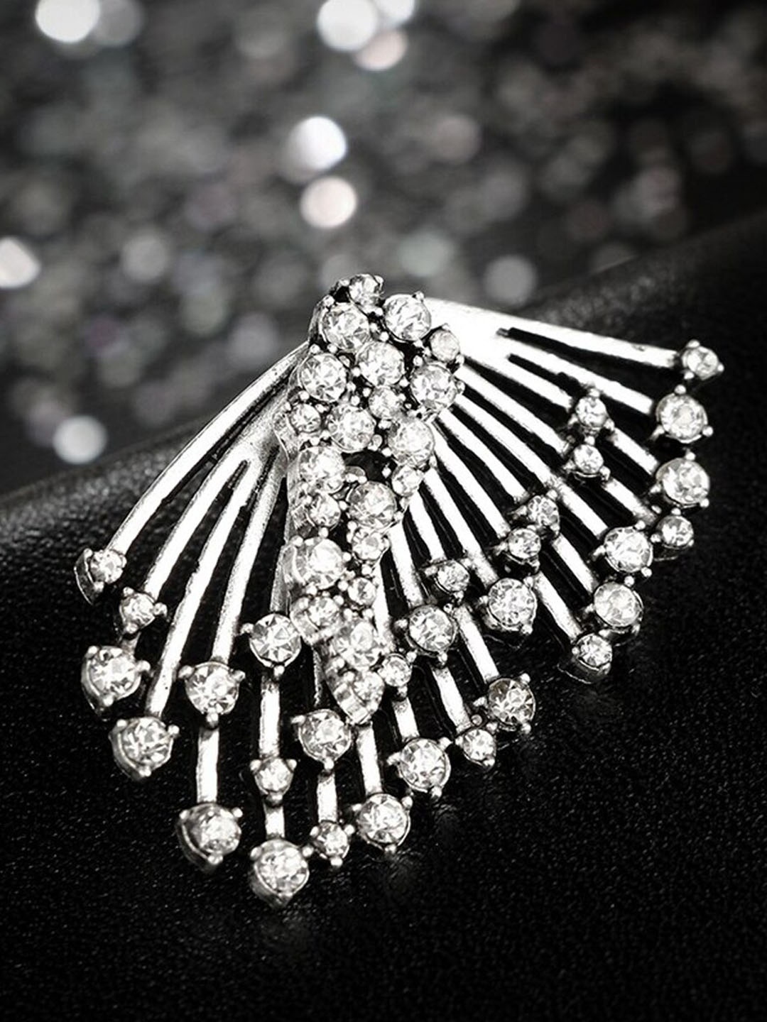 

VAGHBHATT Contemporary Rhinestone Studded Drop Earrings, Silver