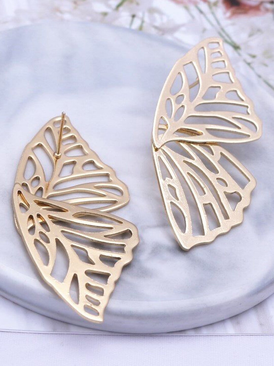 

VAGHBHATT Gold-Plated Butterfly Wing Shaped Studs