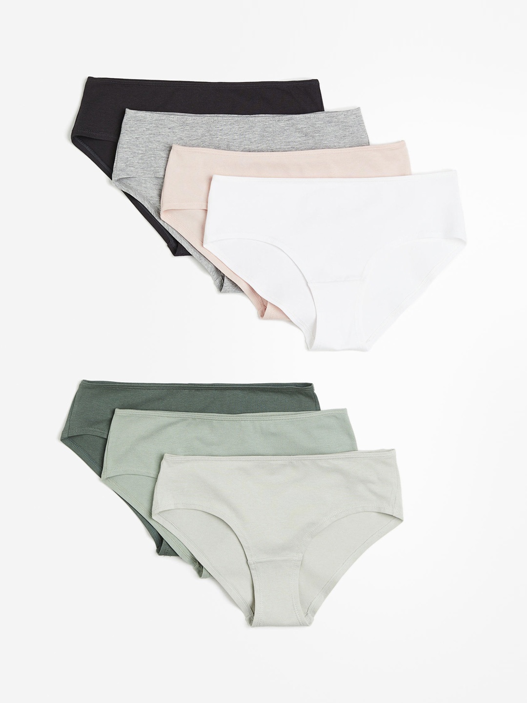 

H&M 7 Pack Hipster Briefs, Green