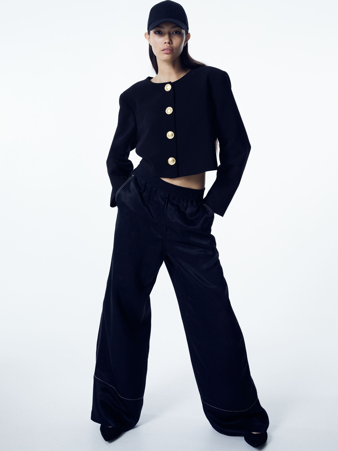 

H&M Cropped Blazer, Black
