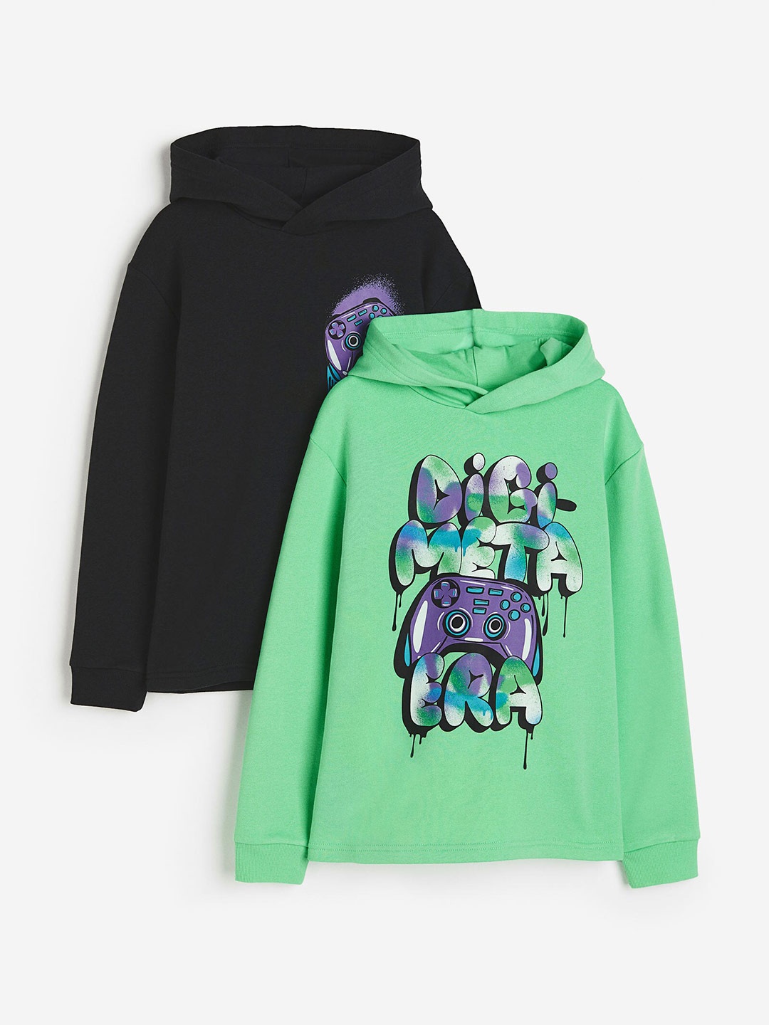 

H&M Boys 2 Pack Printed Hoodies, Black