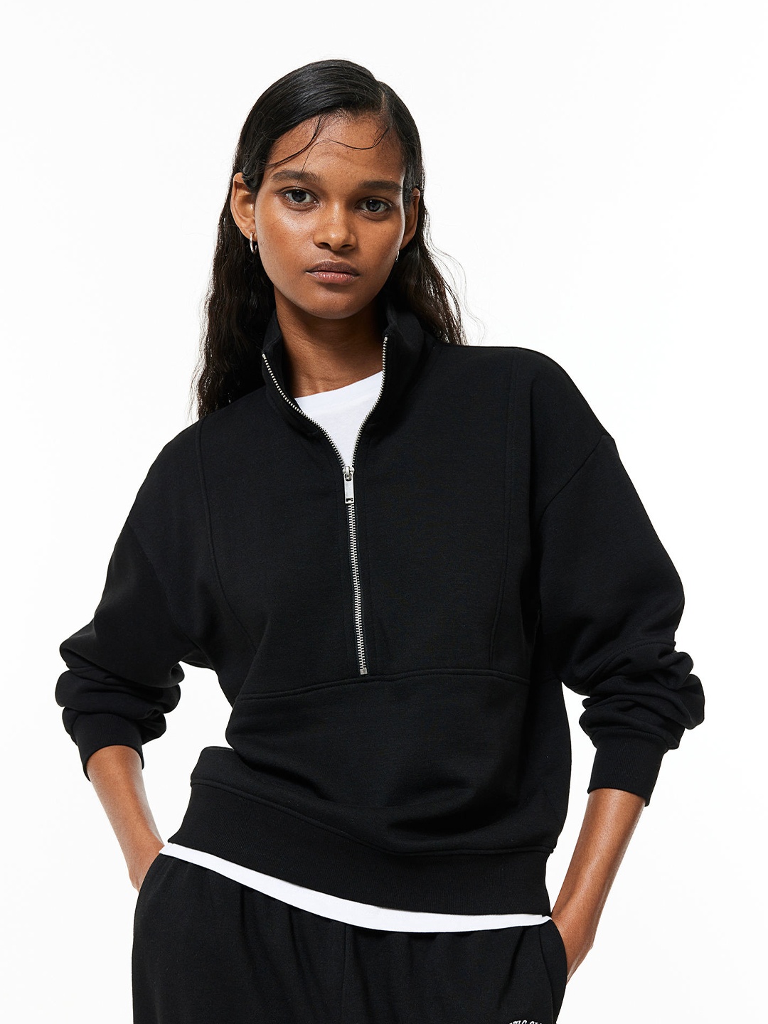 

H&M Zip-Top Sweatshirt, Black