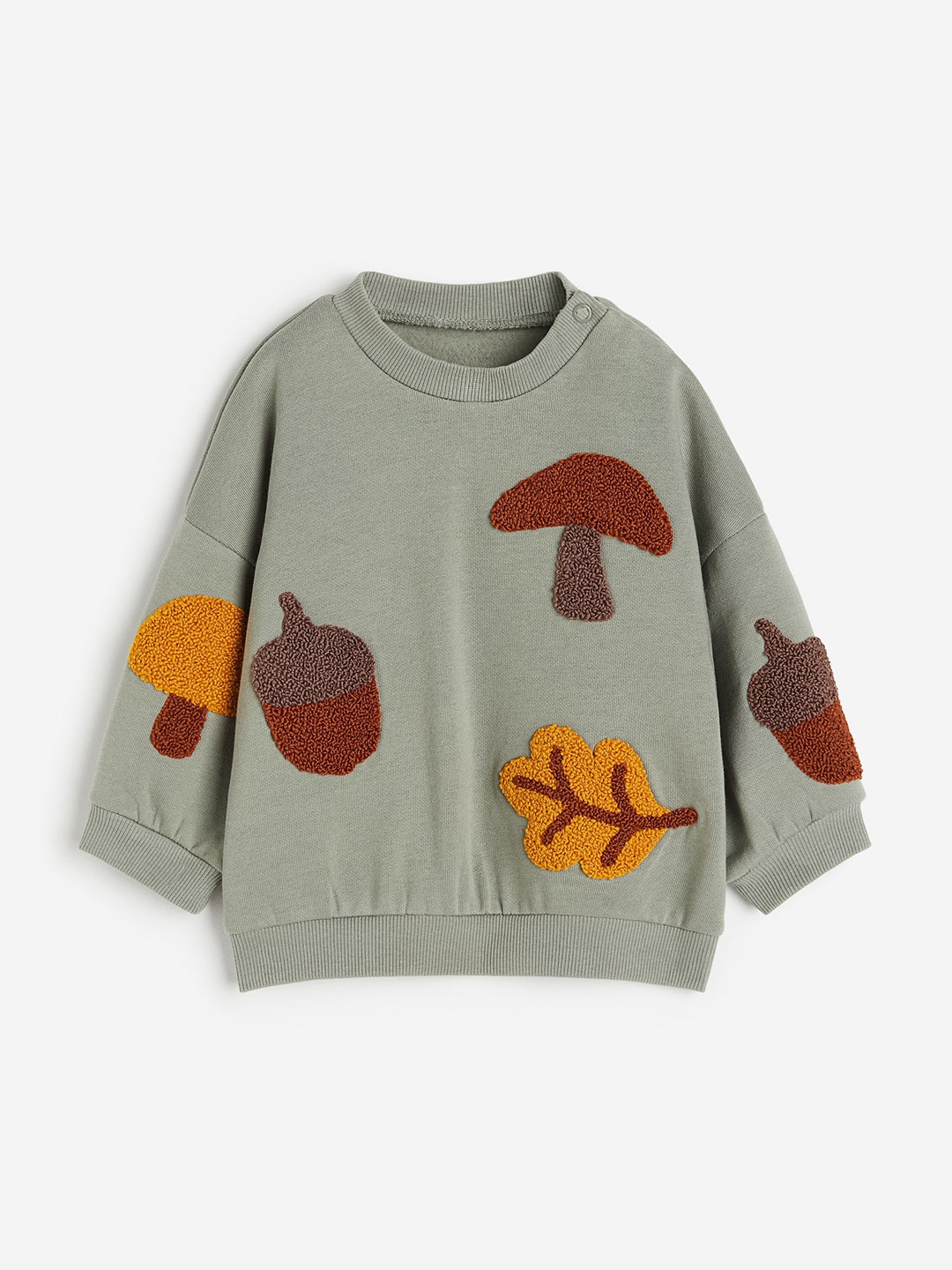 

H&M Boys Pure Cotton Appliqud Sweatshirt, Sea green