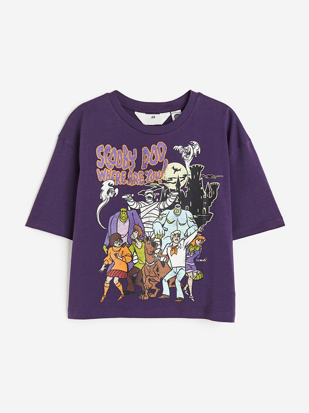 

H&M Girls Oversized Printed T-Shirt, Purple