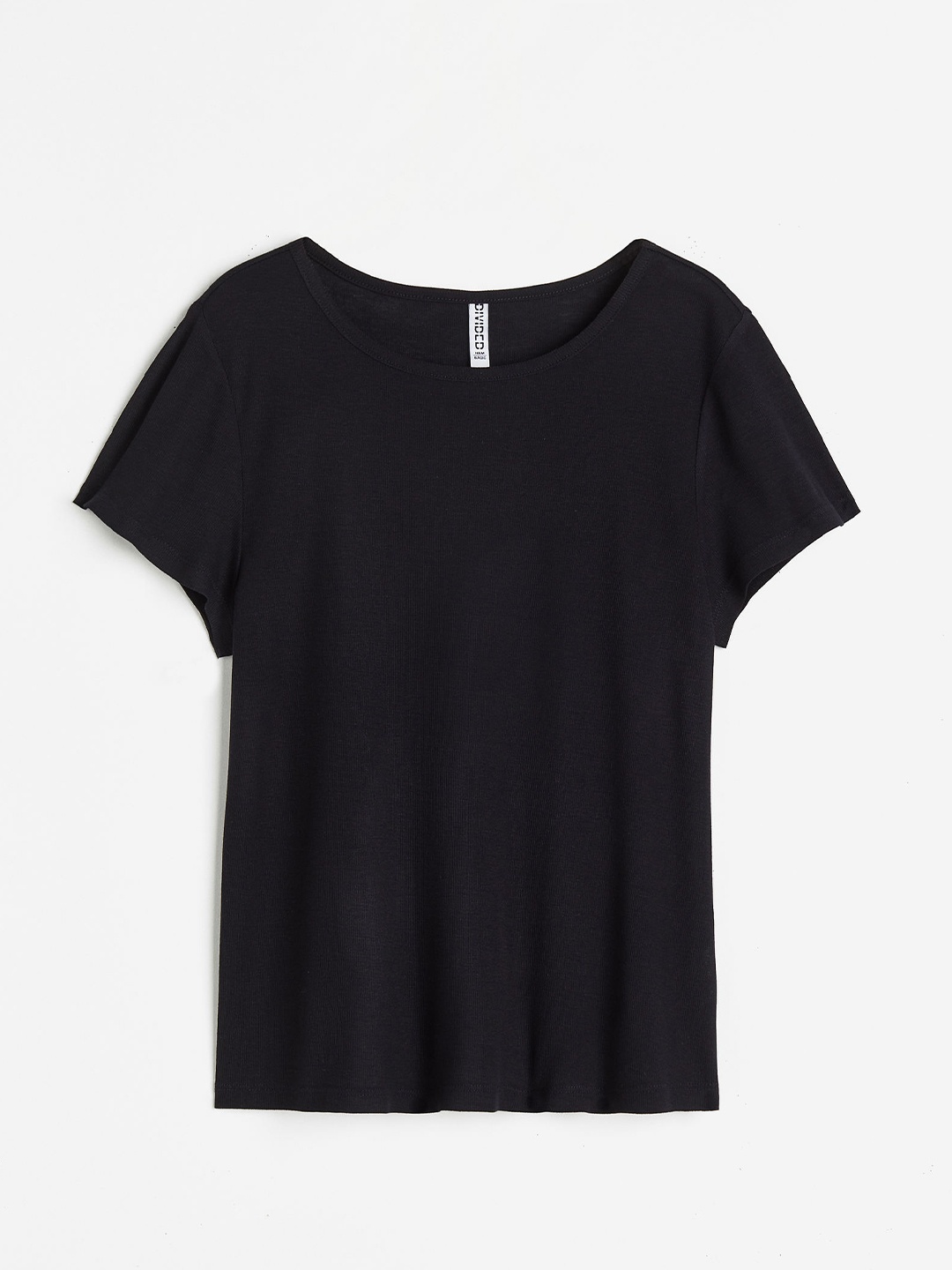 

H&M Ribbed T-Shirt, Black
