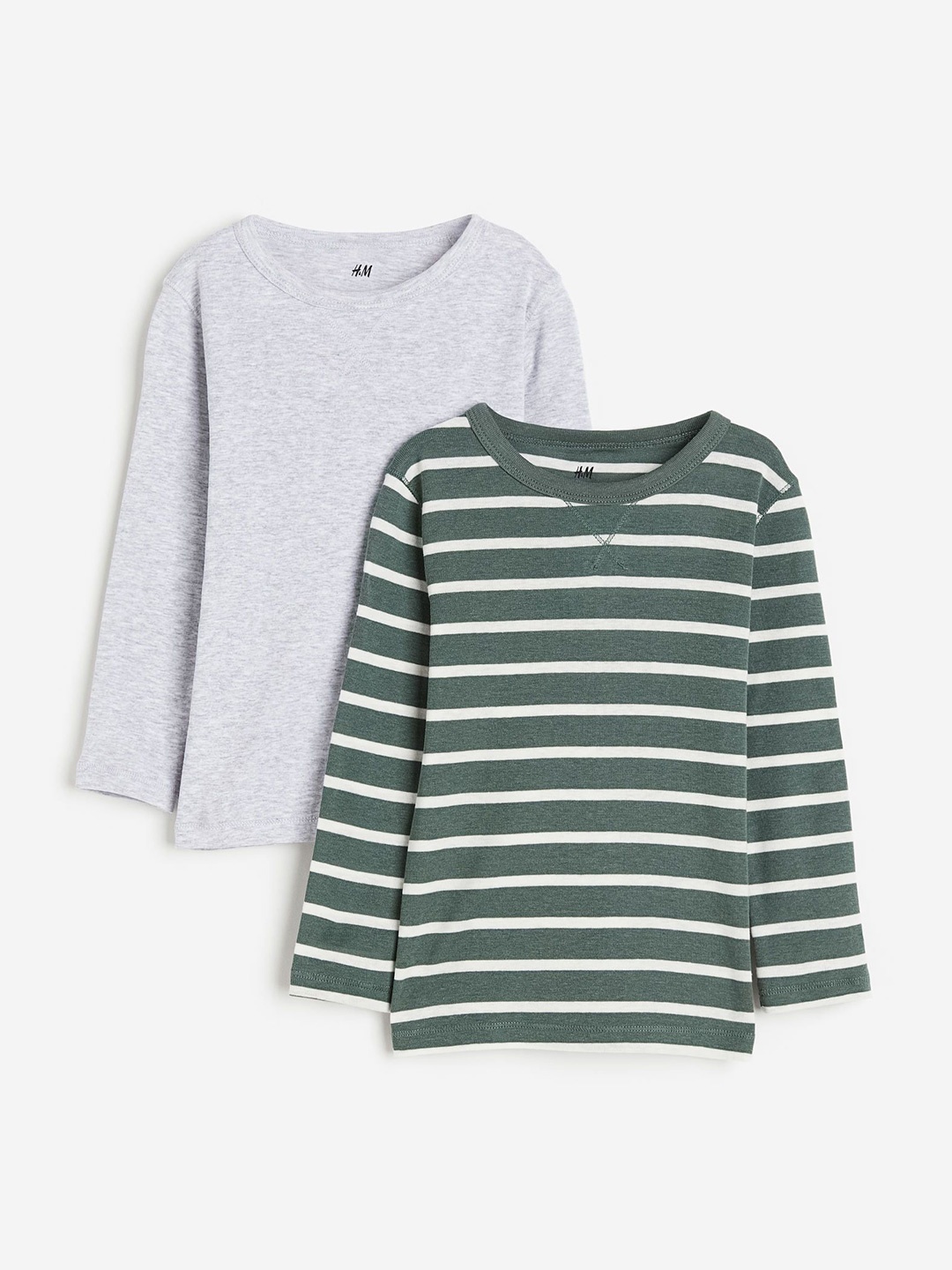 

H&M Boys Pure Cotton 2-Pack Jersey Tops, Green
