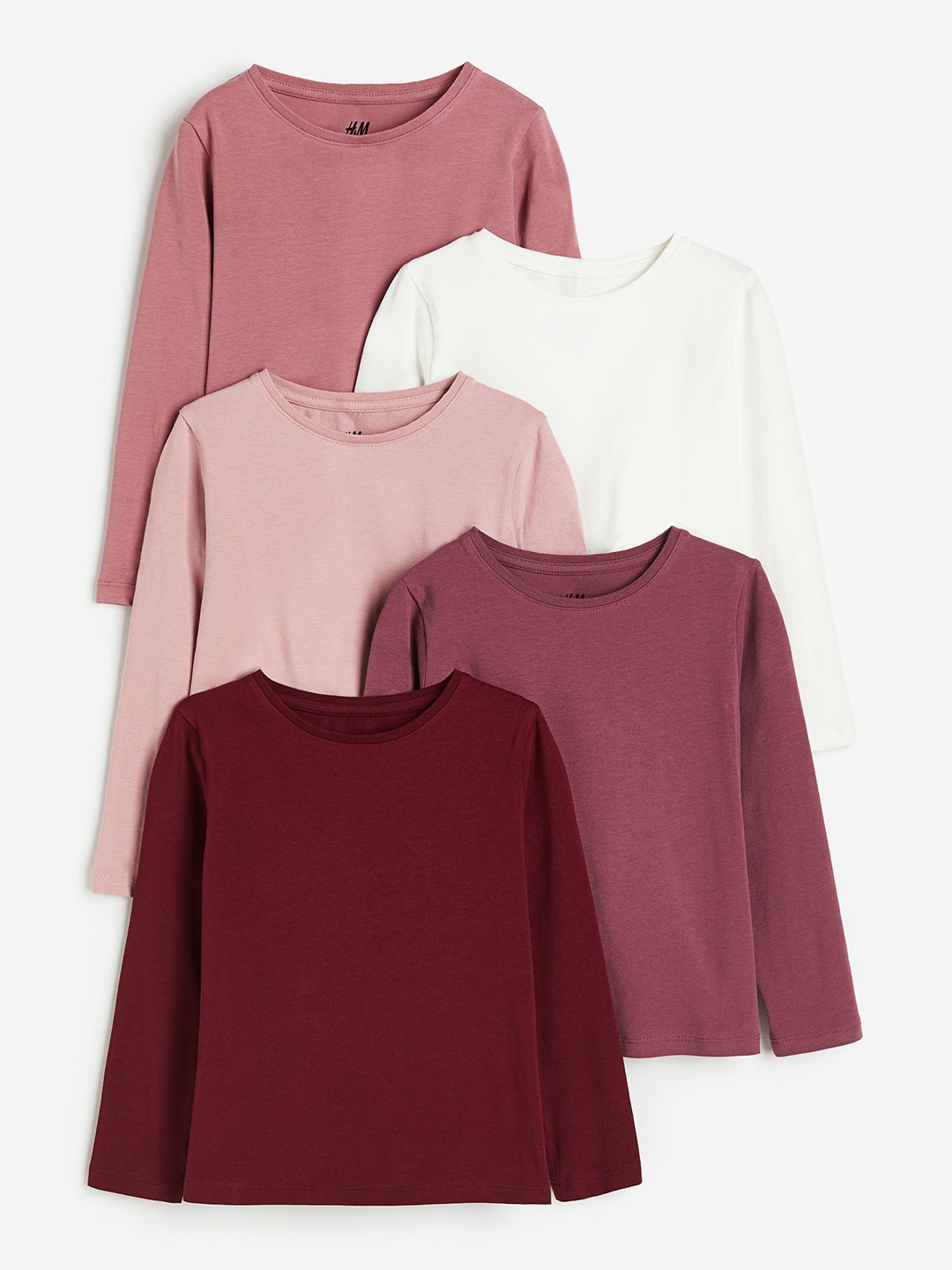 

H&M Girls 5-Pack Jersey Tops, Pink